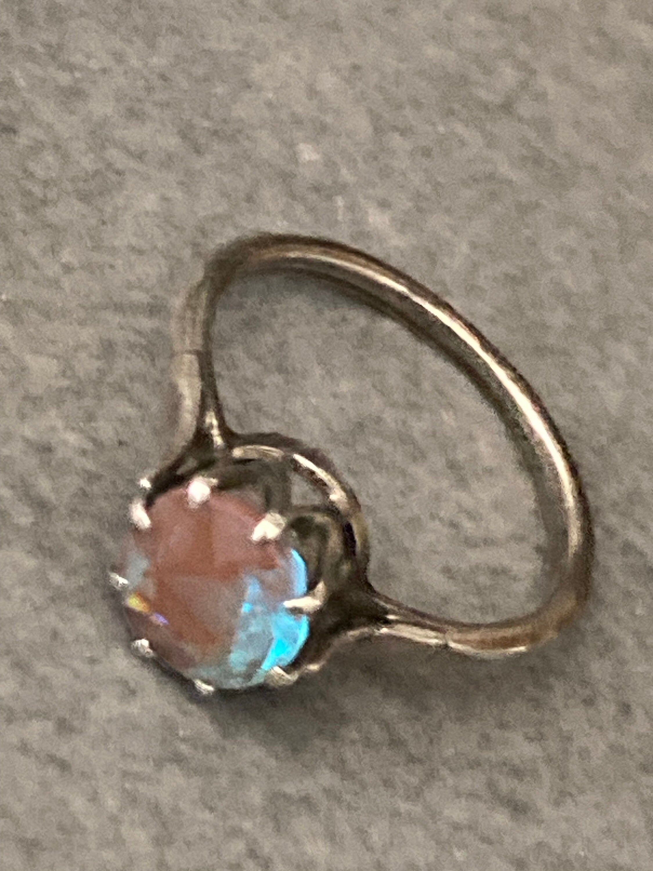 Uk size M antique 7mm saphiret solitaire ring, gemstone 925 sterling silver