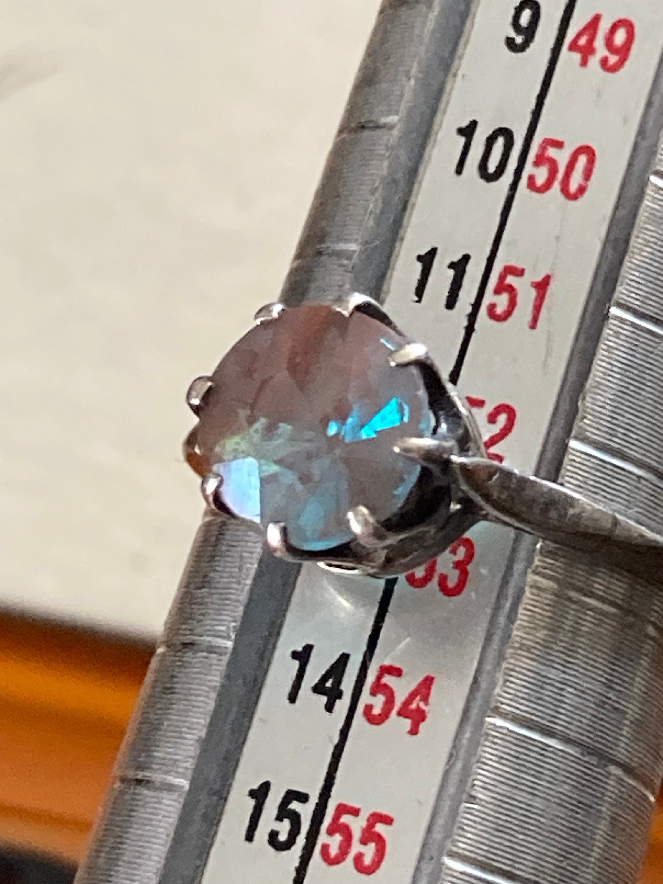 Uk size M antique 7mm saphiret solitaire ring, gemstone 925 sterling silver
