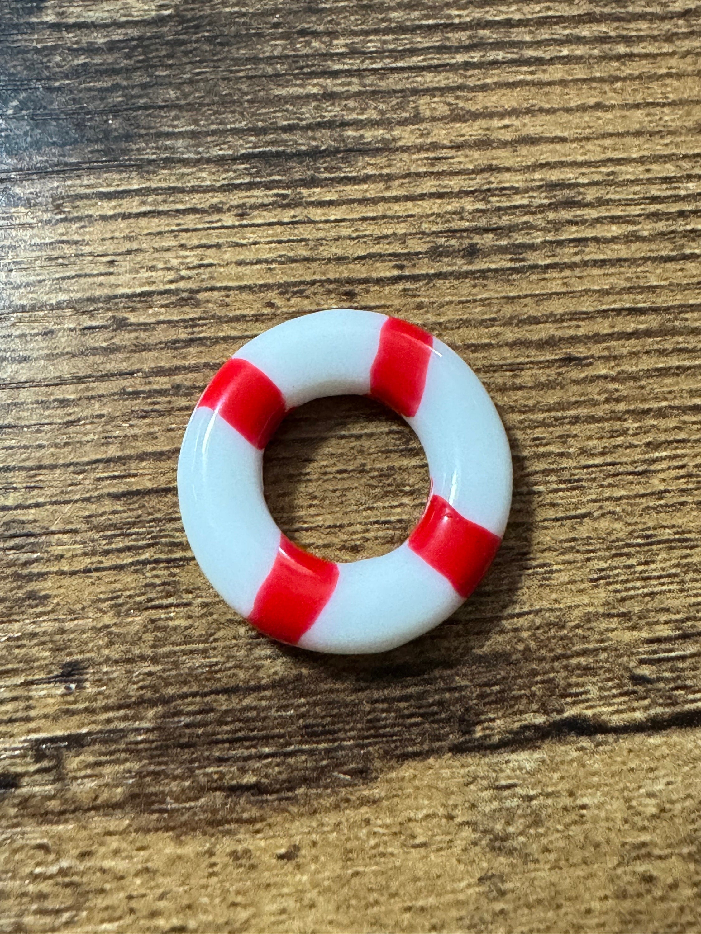 Miniature life bouy swim ring Plastic beach scene seaside swimming cake topper decoration