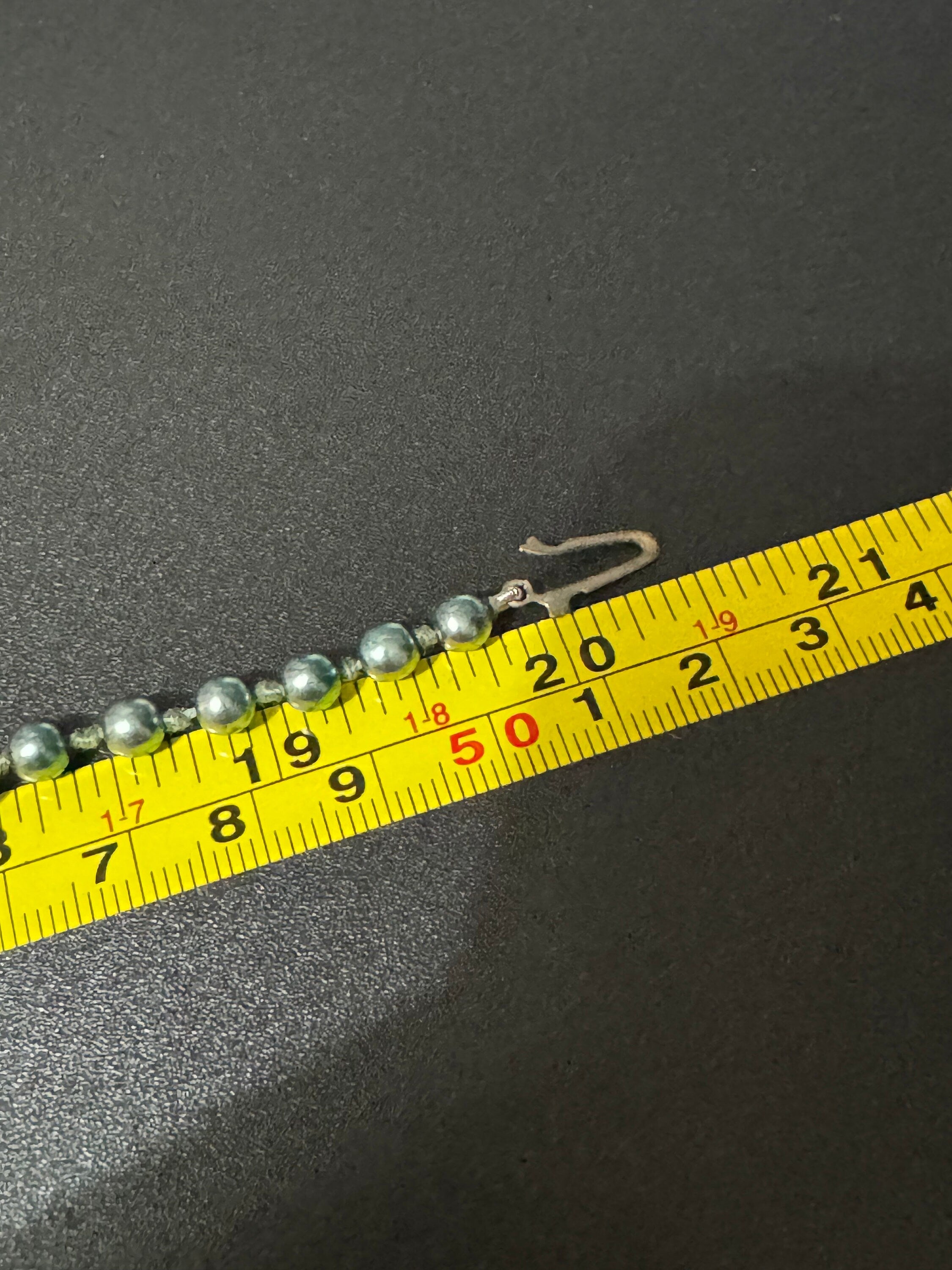 Vintage blue glass knotted graduated pearl necklace 51cm