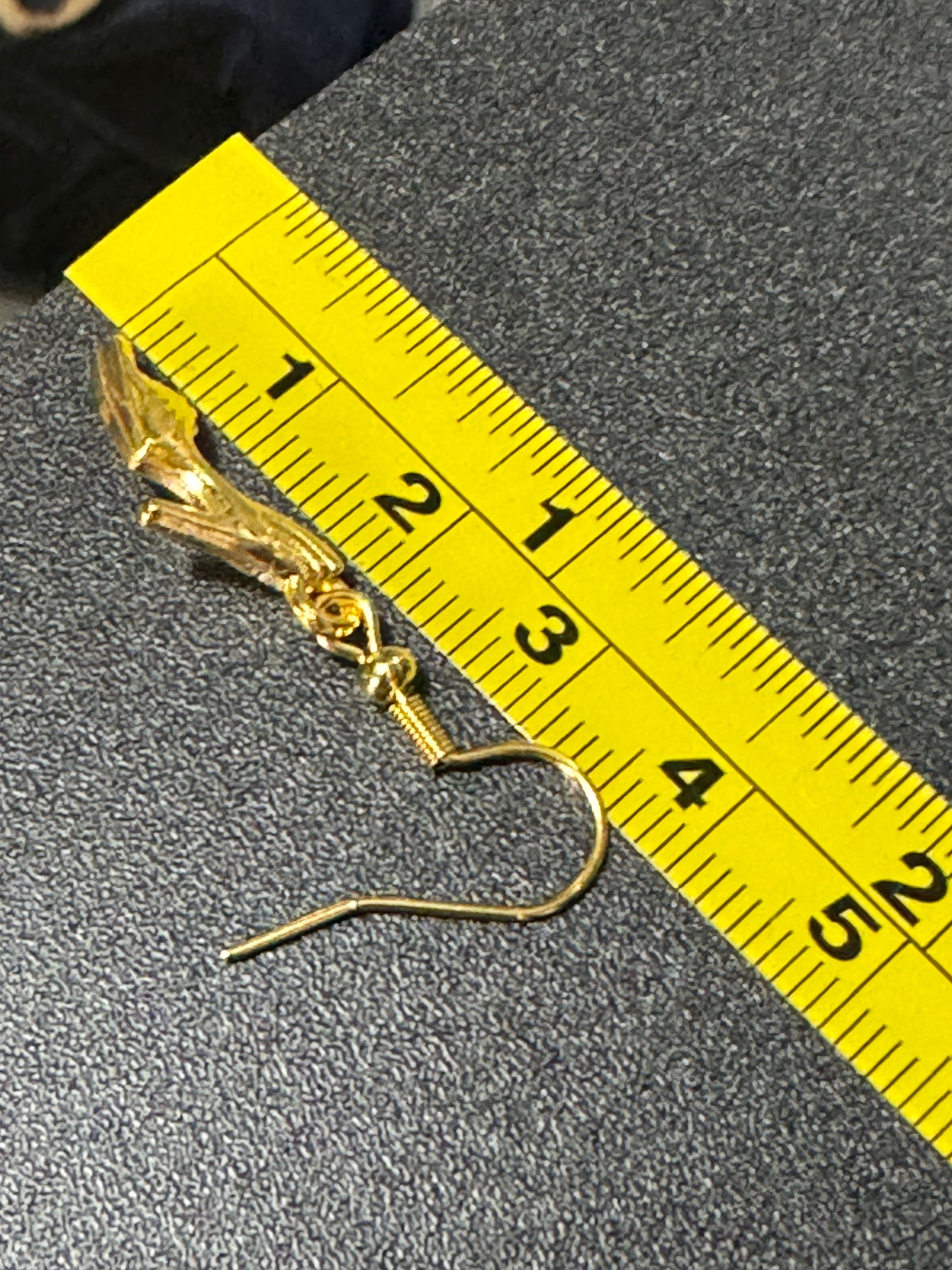 Gold tone stiletto high heeled shoe drop earrings for pierced ears