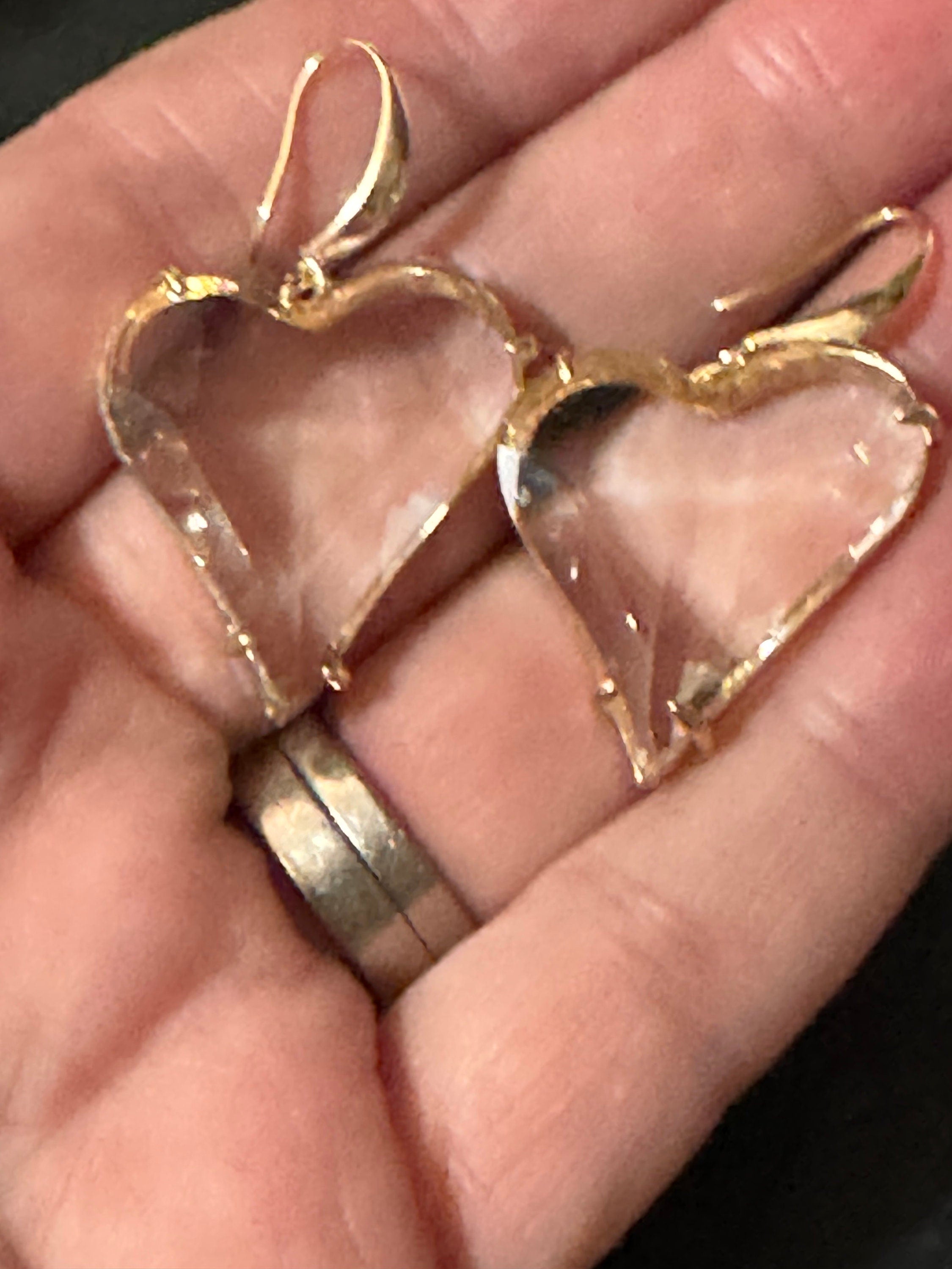 18k gold plated clear love heart crystal drop charm earrings