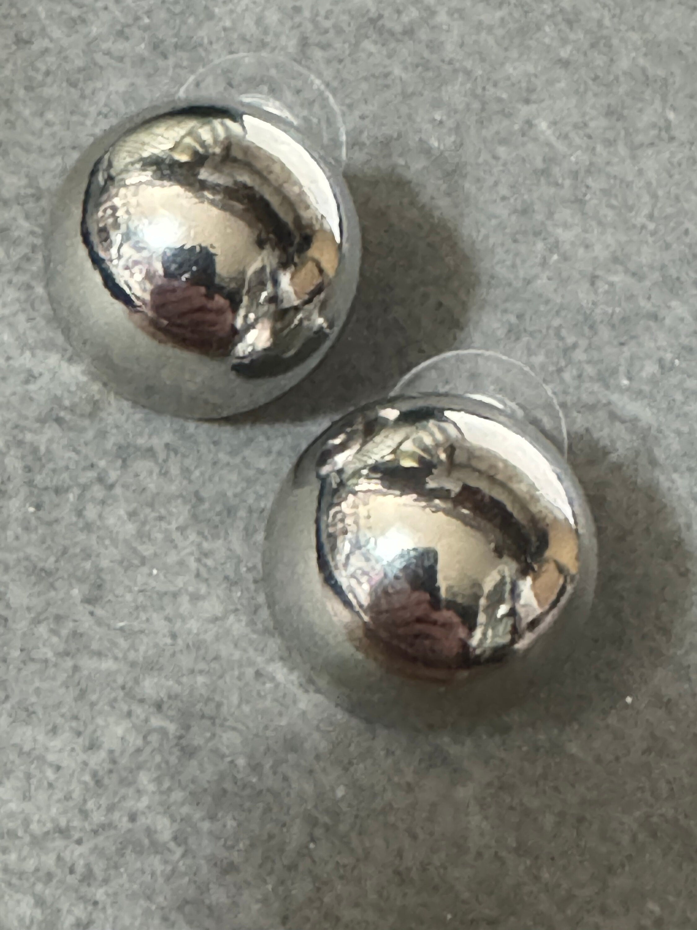 small 1.5cm silver domed button stud earrings pierced