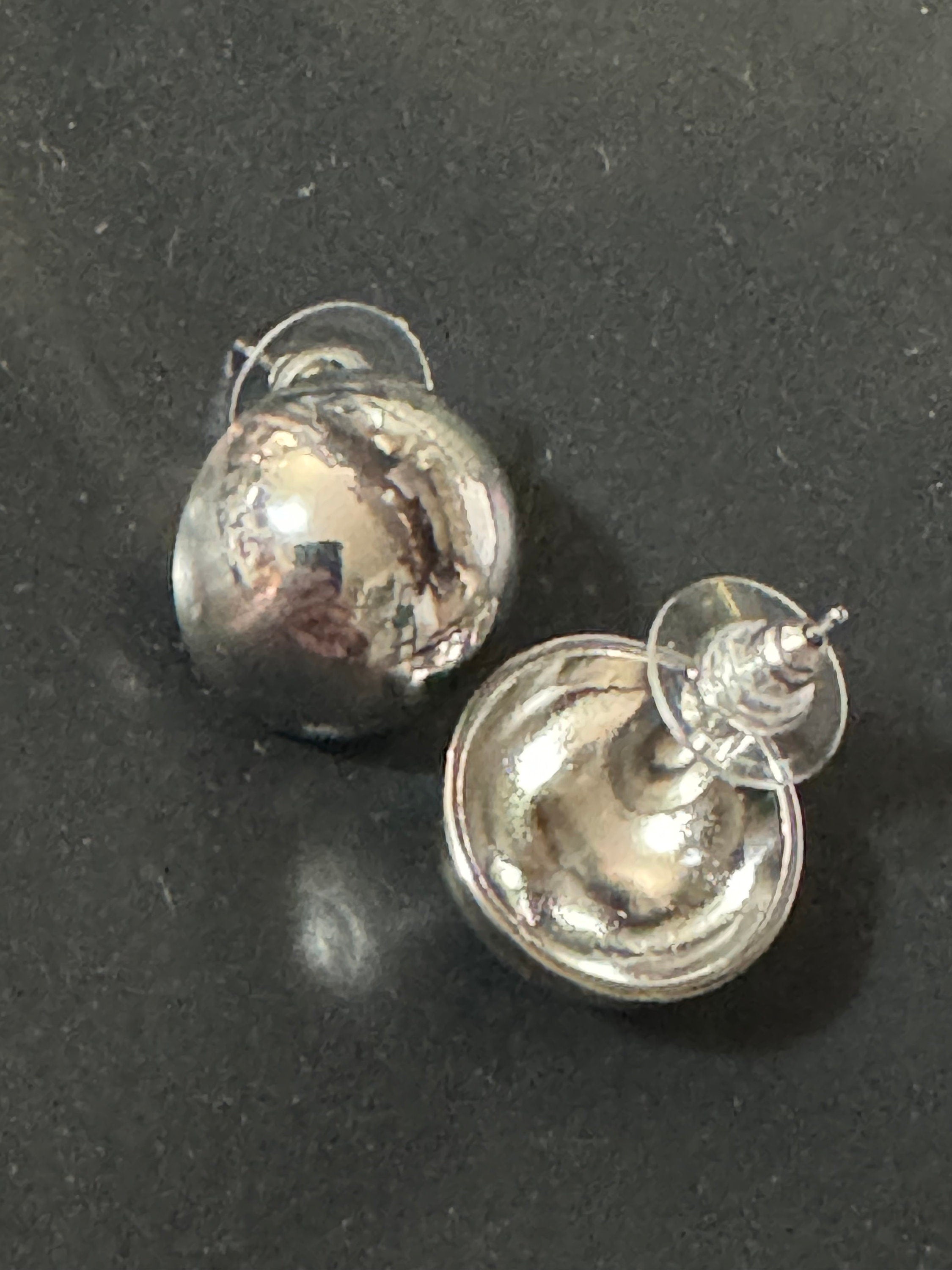 small 1.5cm silver domed button stud earrings pierced