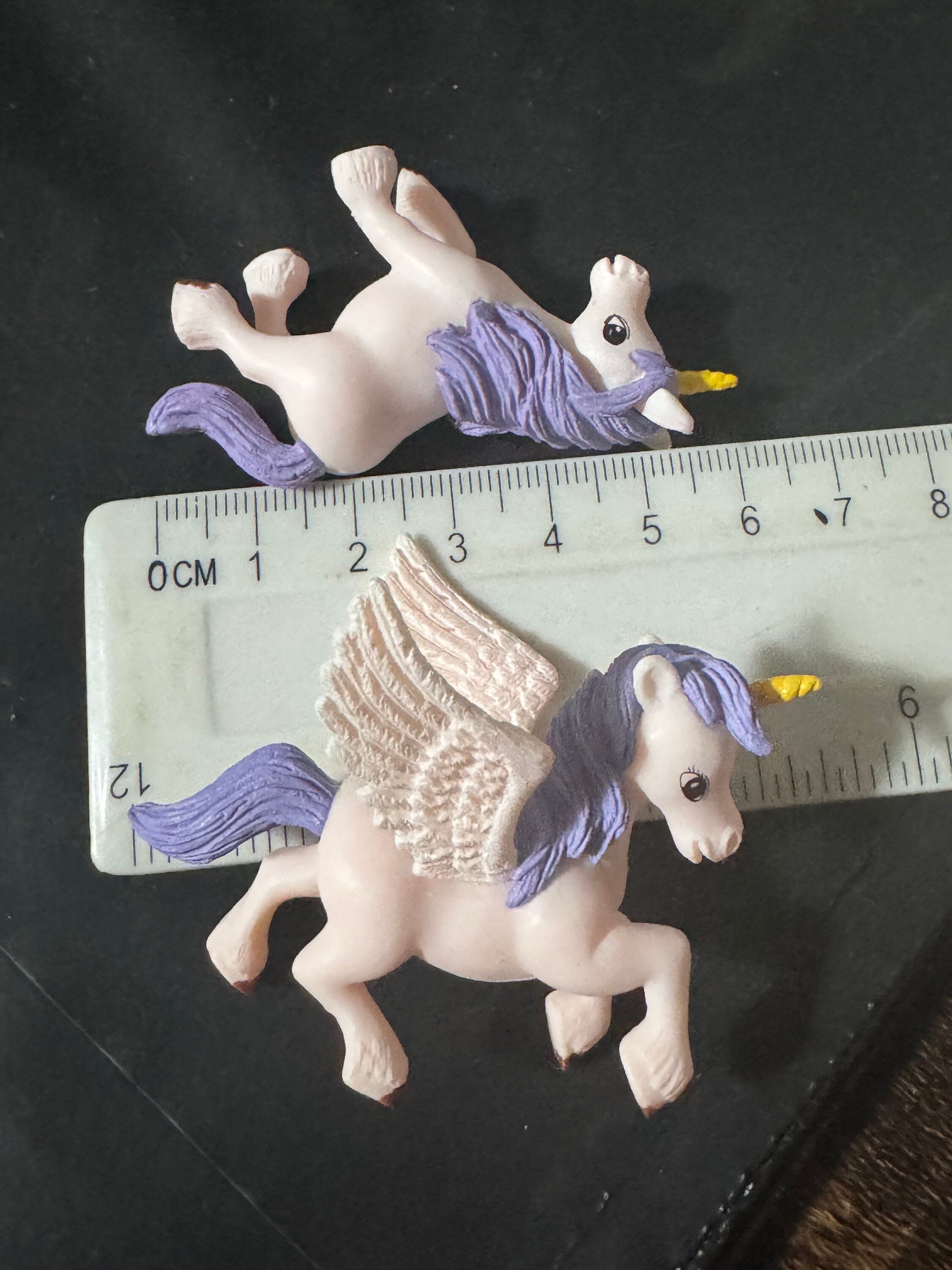 Set of 2 PURPLE unicorn plastic cake topper decorations birthday toy figures