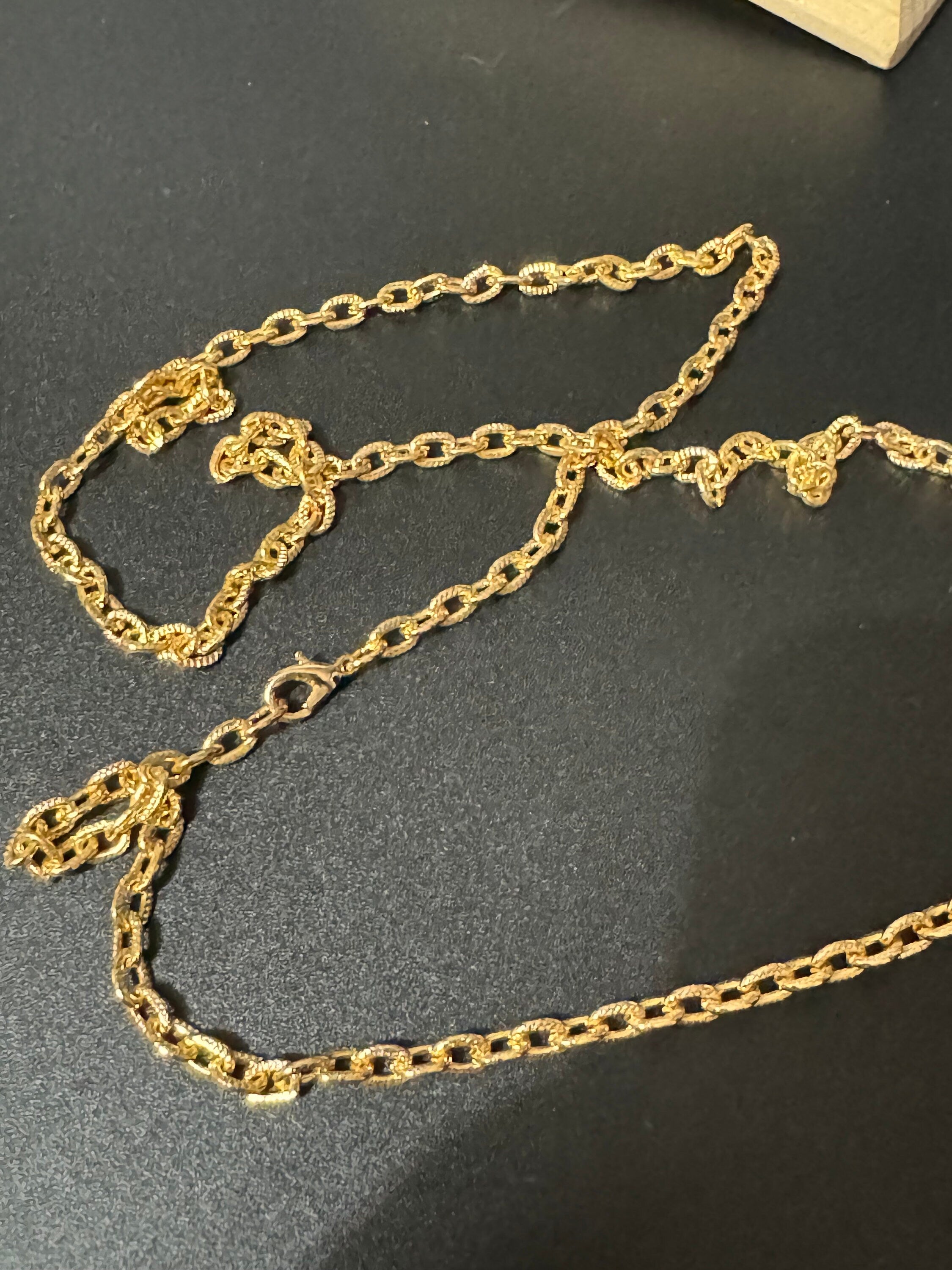 30.5 inch 78cm long 1980s gold plated textured cable link plain chain necklace