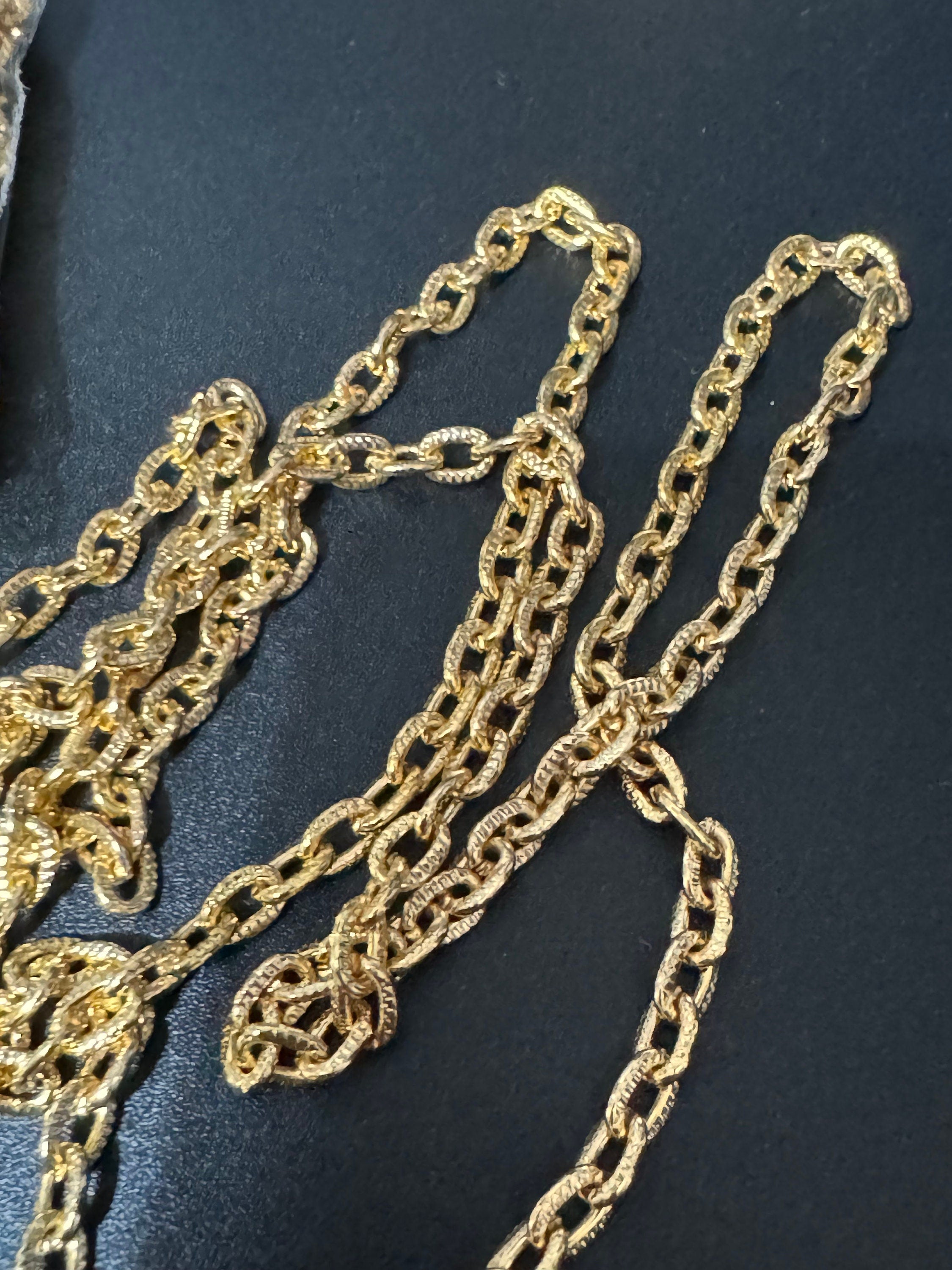 30.5 inch 78cm long 1980s gold plated textured cable link plain chain necklace
