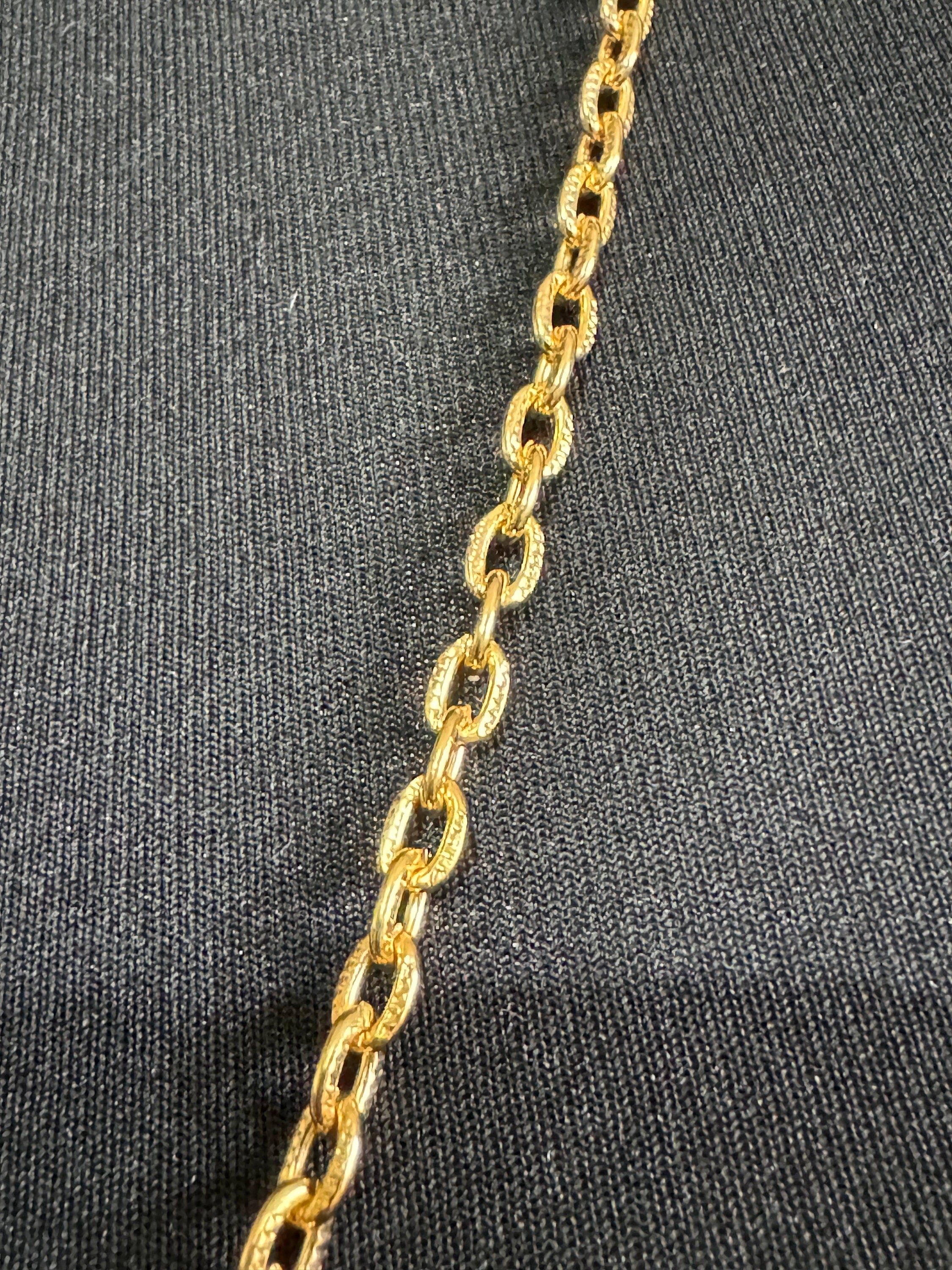 30.5 inch 78cm long 1980s gold plated textured cable link plain chain necklace