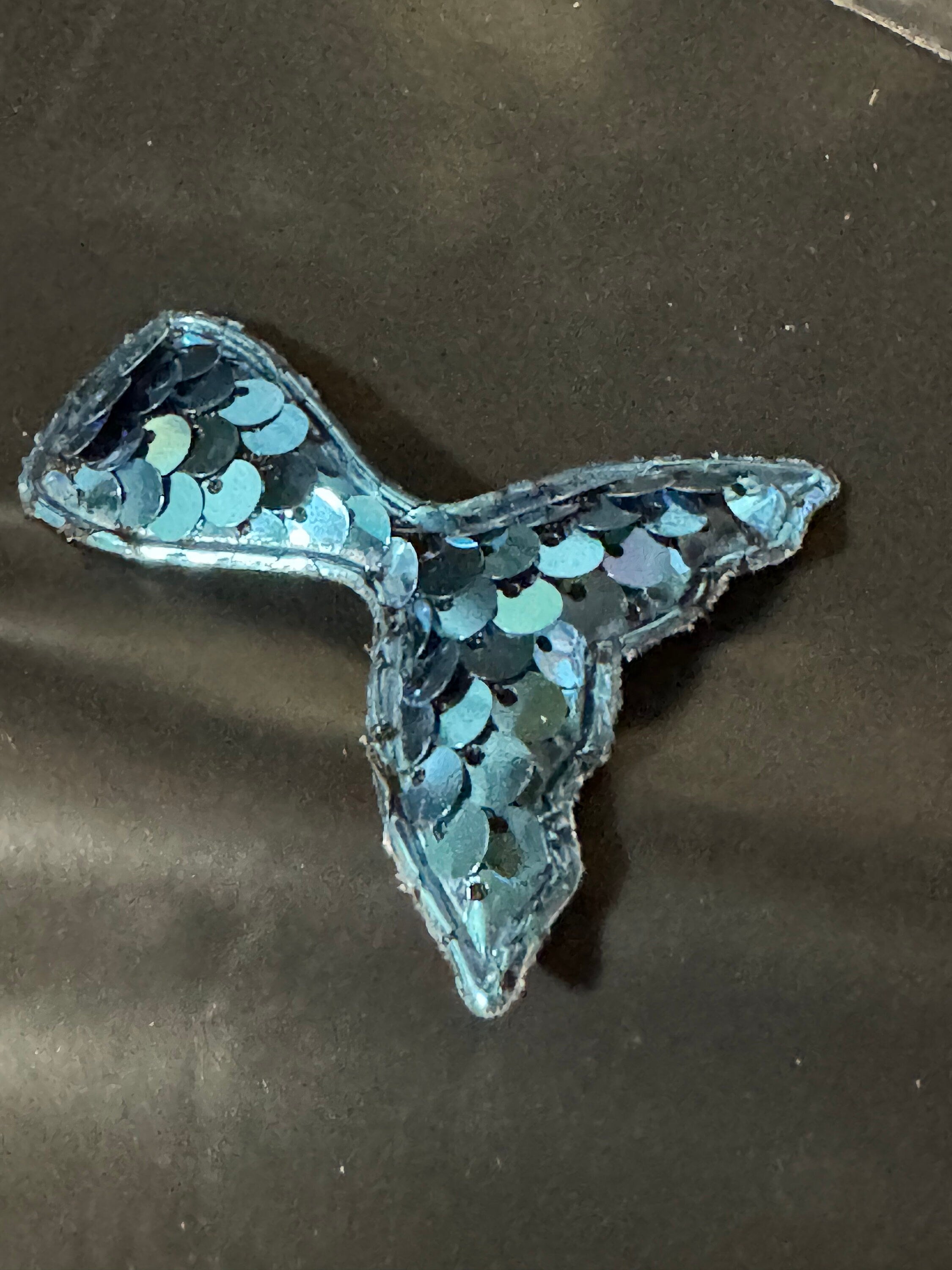 Blue Sequin Mermaid Tail Patch: Nautical Craft Appliqué (6cm x 5cm)