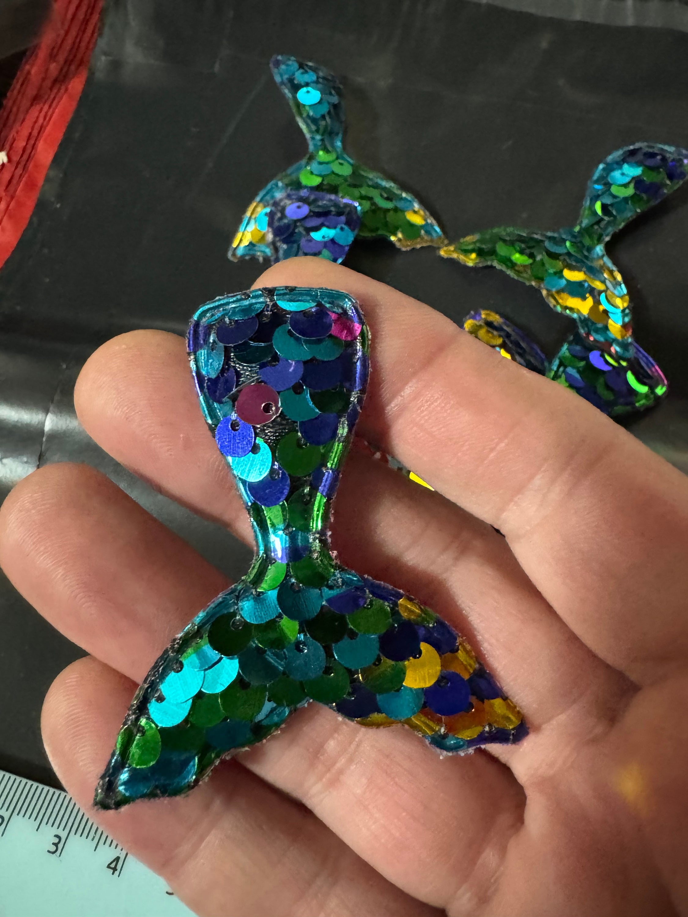 Rainbow Sequin Mermaid Tail Patch: Nautical Appliqué (6cm x 5cm)