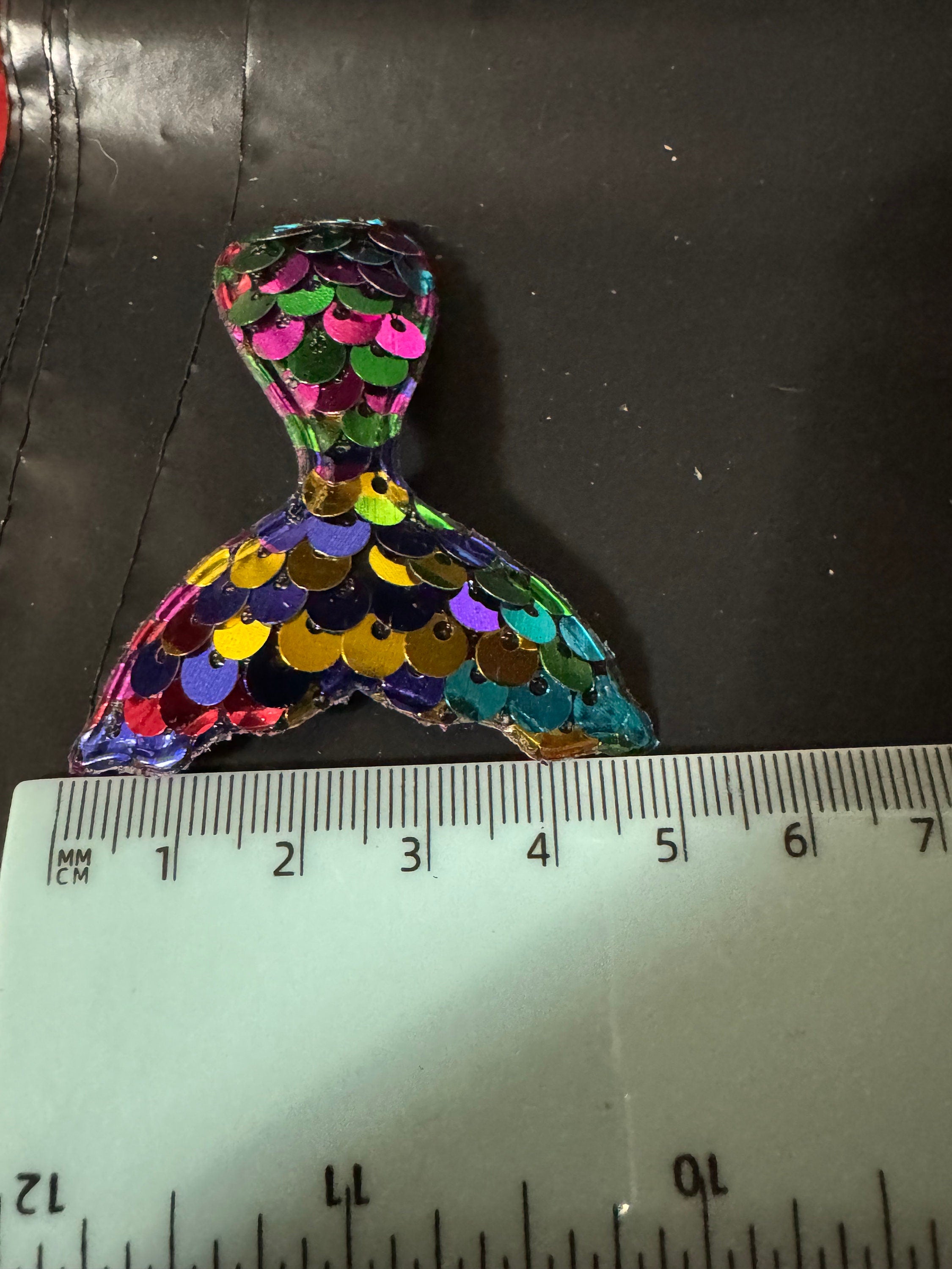 Rainbow Sequin Mermaid Tail Patch: Sew-On Craft Appliqué (6cm x 5cm)