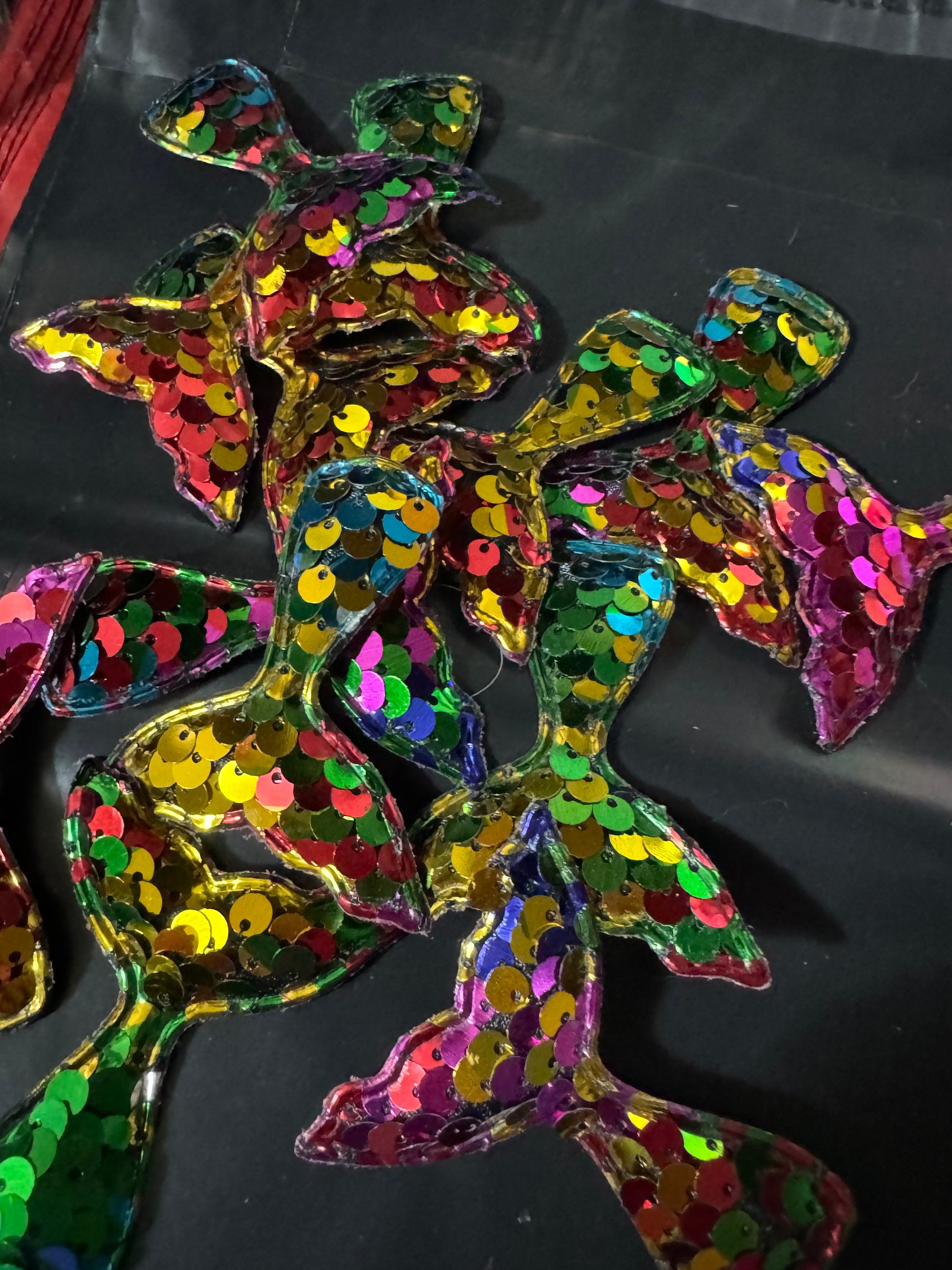 Rainbow Sequin Mermaid Tail Patch: Nautical Sewing Appliqué (6cm x 5cm)