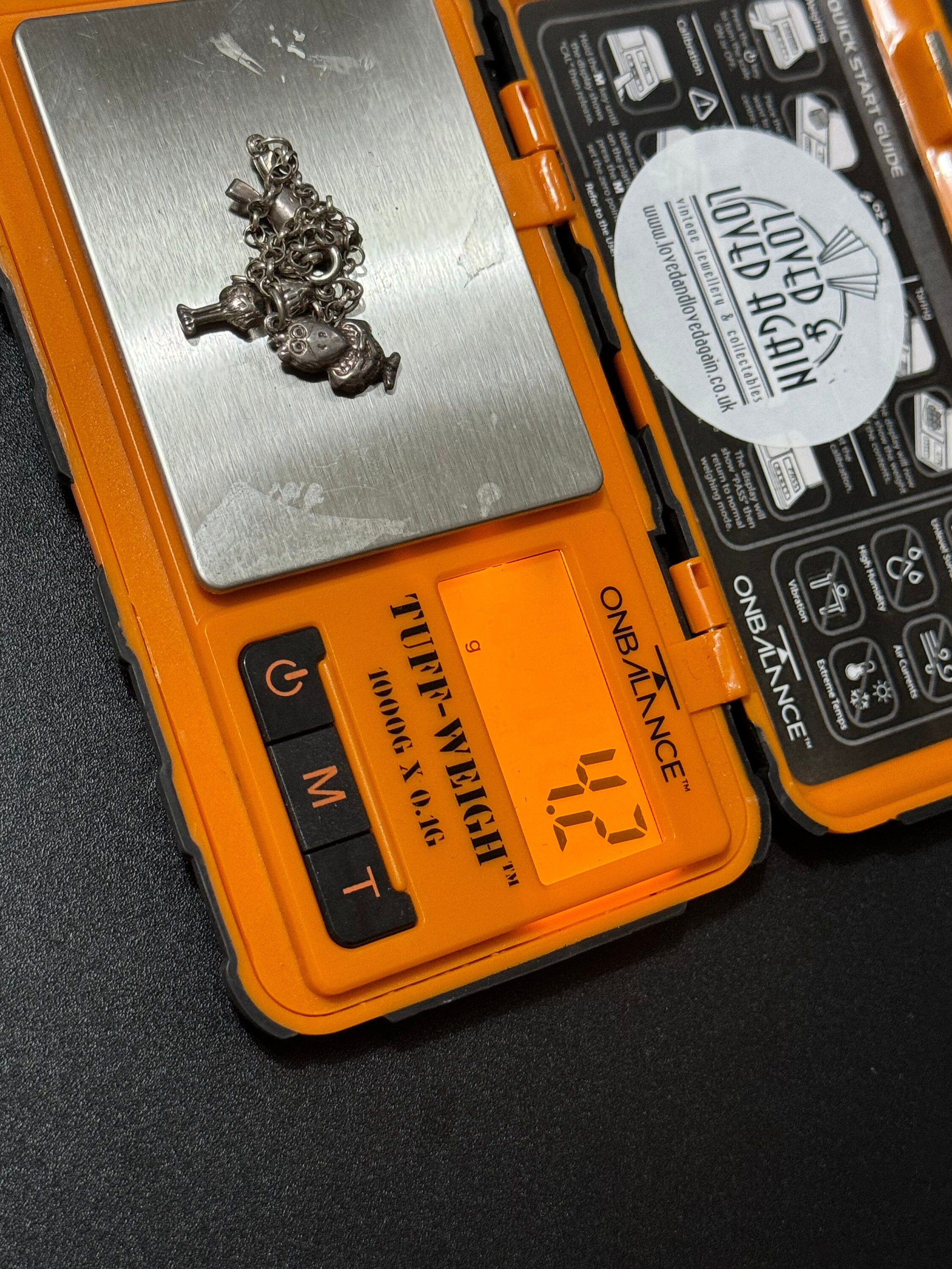 Vintage Sterling Silver Charm Bracelet: Easter Bunny & Bird Charms