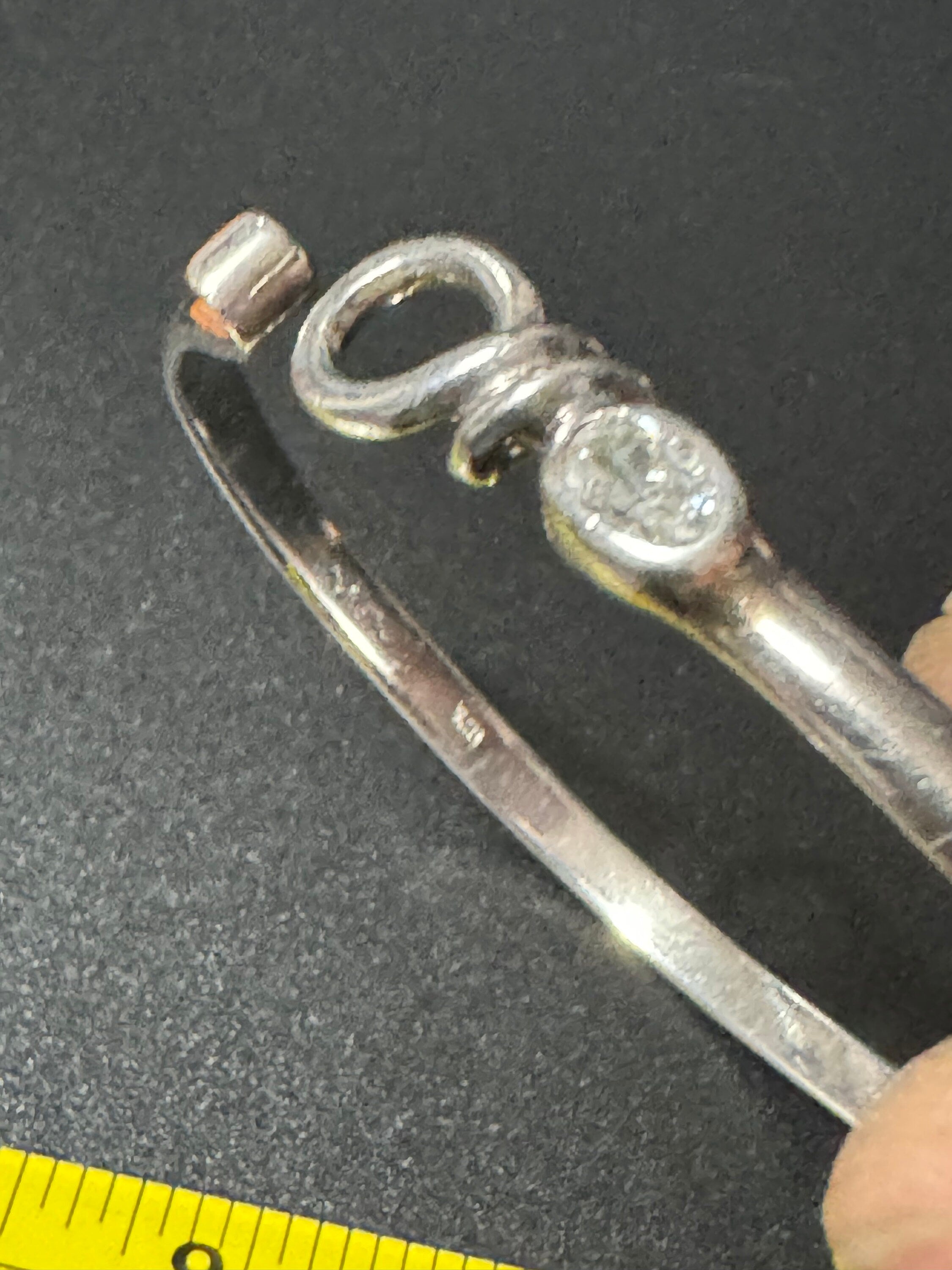 Vintage Sterling Silver Rhinestone Bangle Bracelet