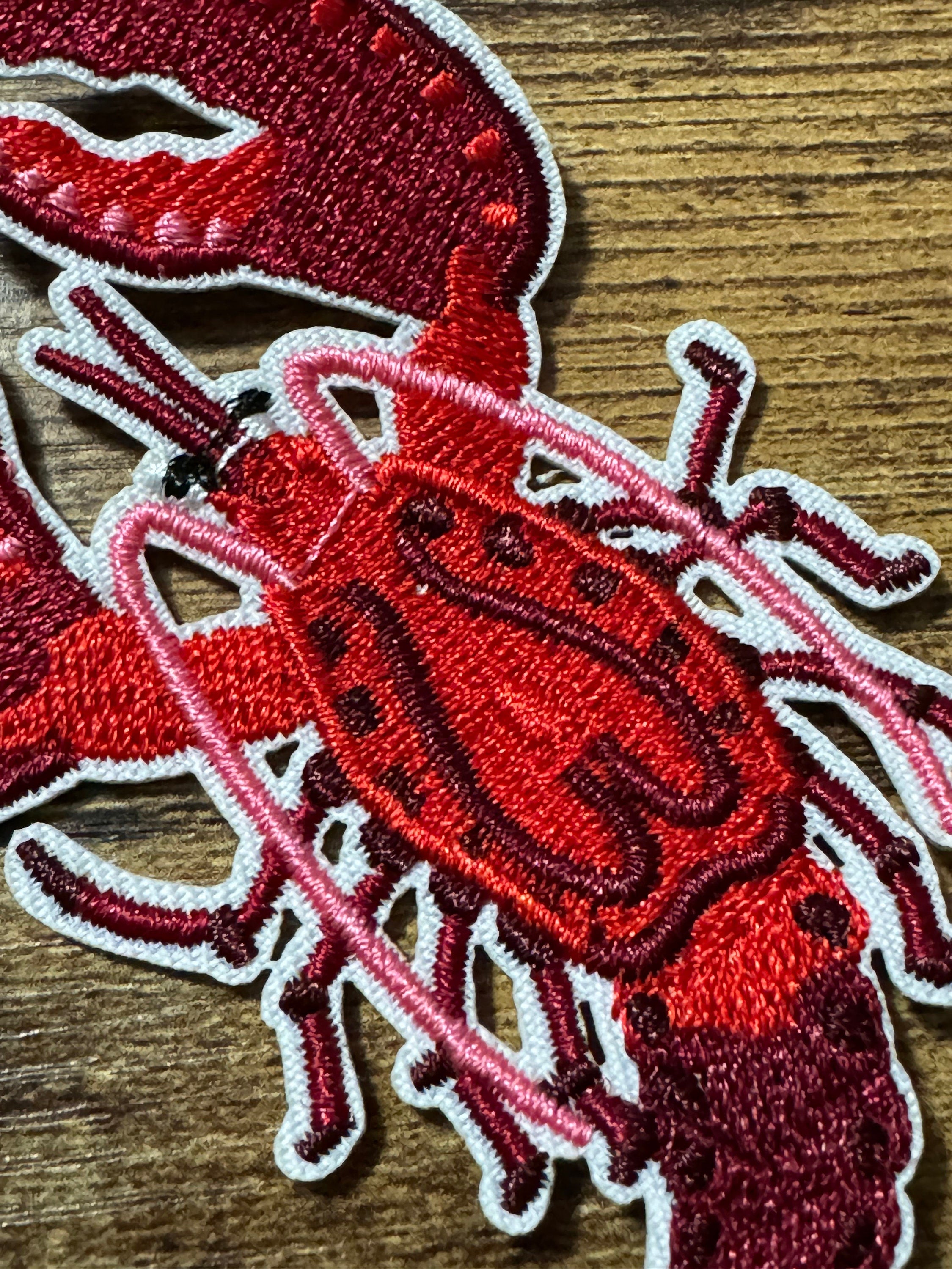 Red Lobster Iron-On Patch: Nautical Embroidered Appliqué (8.8cm)