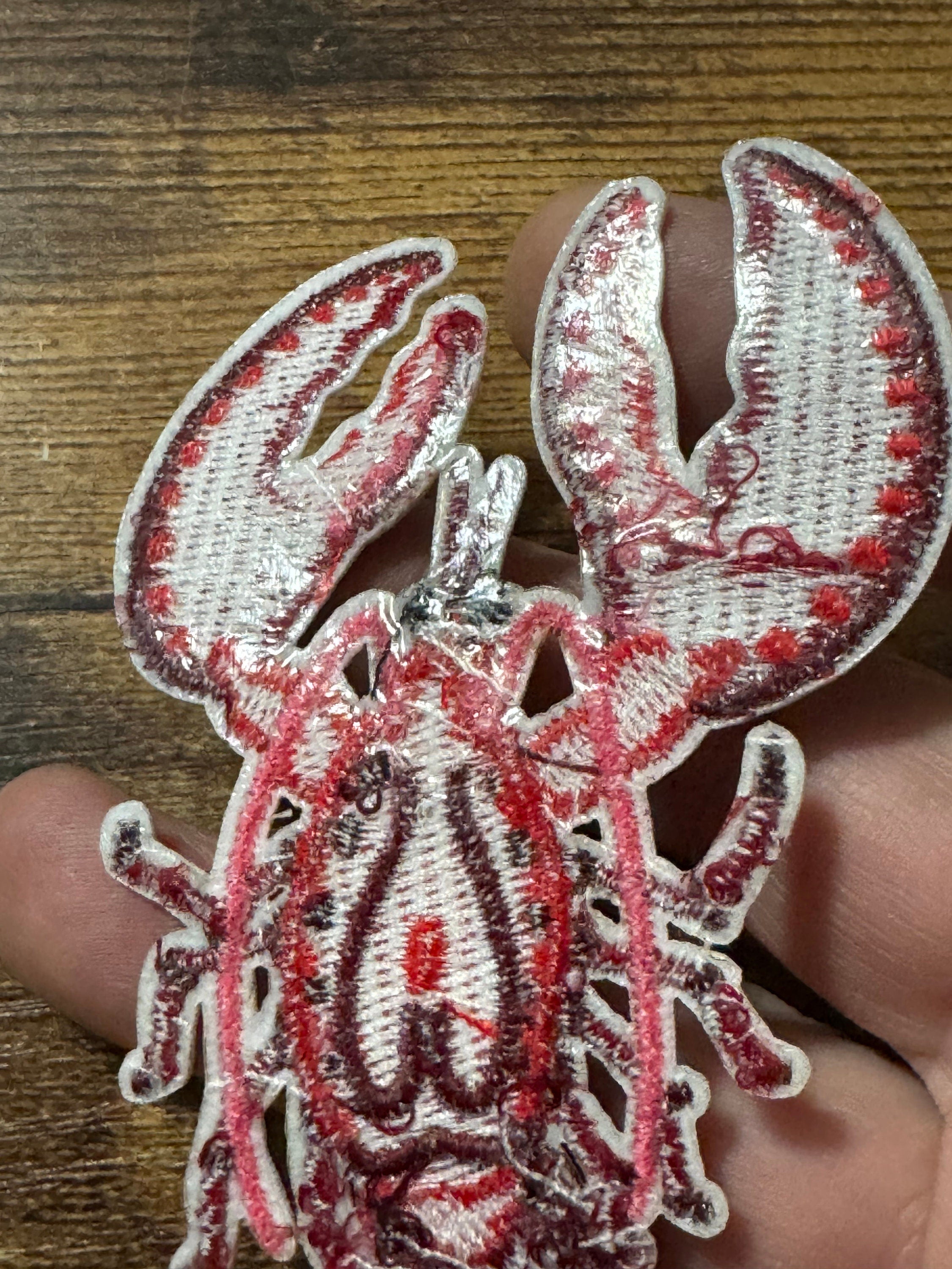 Red Lobster Iron-On Patch: Nautical Embroidered Appliqué (8.8cm)