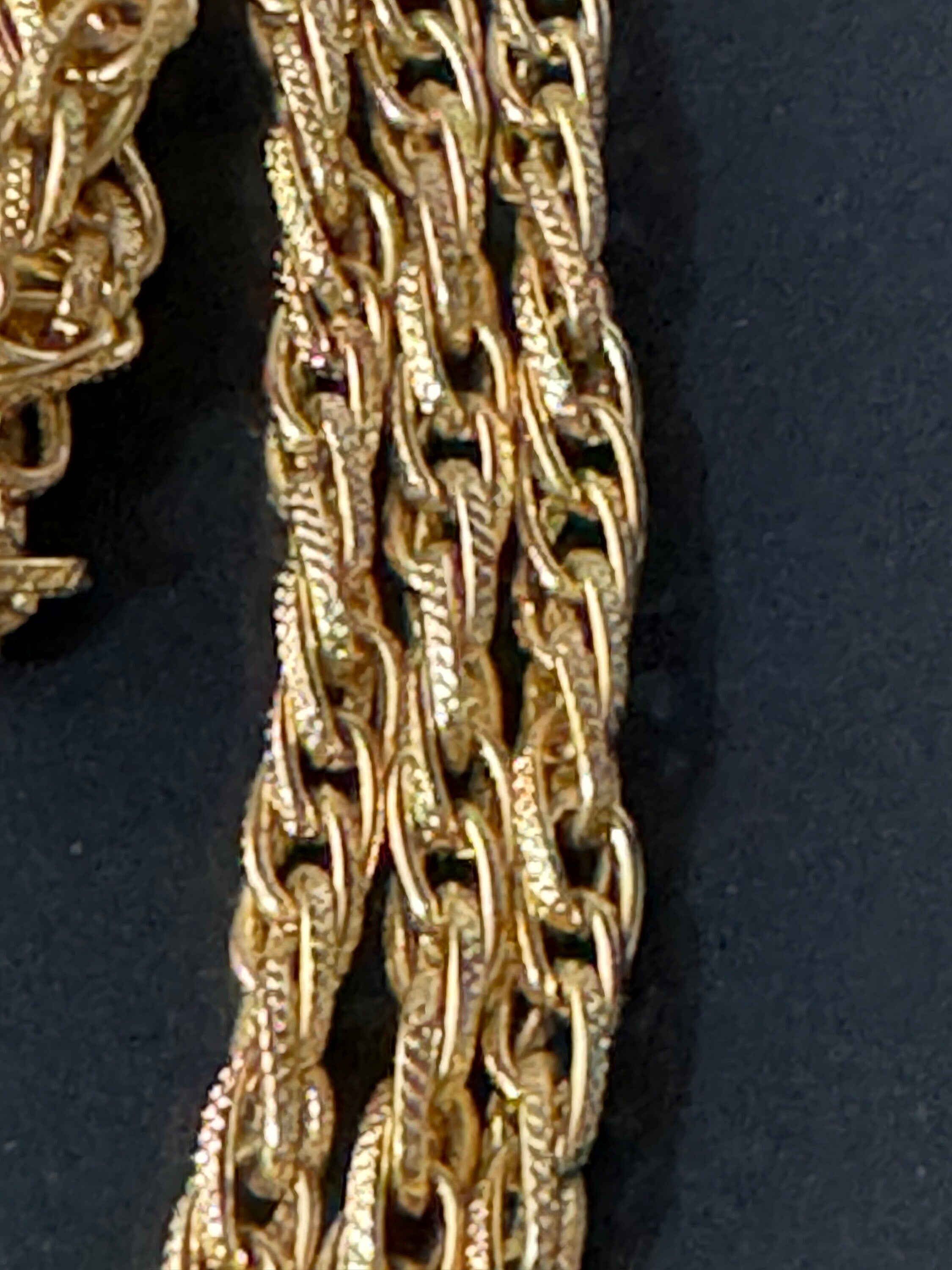 Vintage Gold Tone Rope Chain Necklace: Multi Strand Waterfall, 25 inch