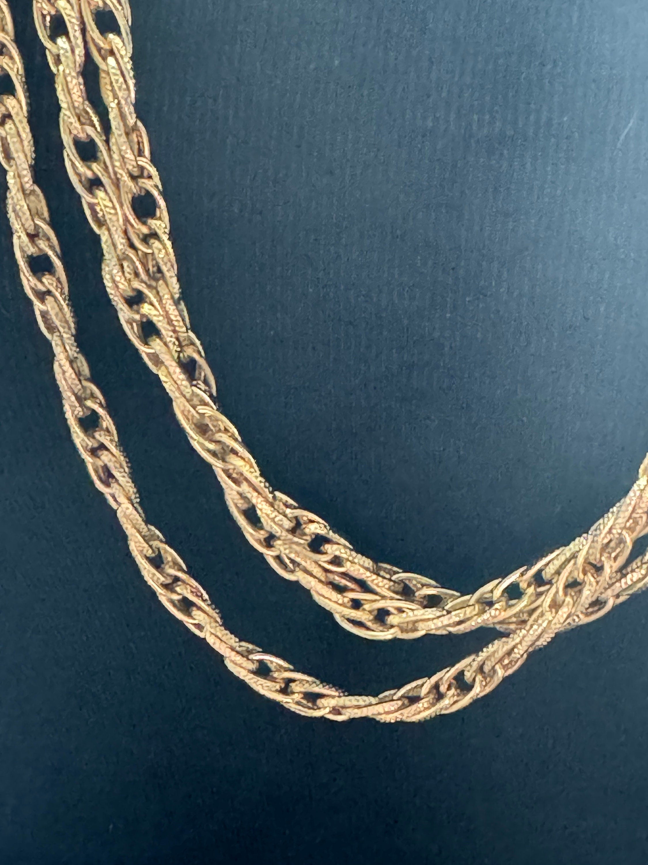 Vintage Gold Tone Rope Chain Necklace: Multi Strand Waterfall, 25 inch