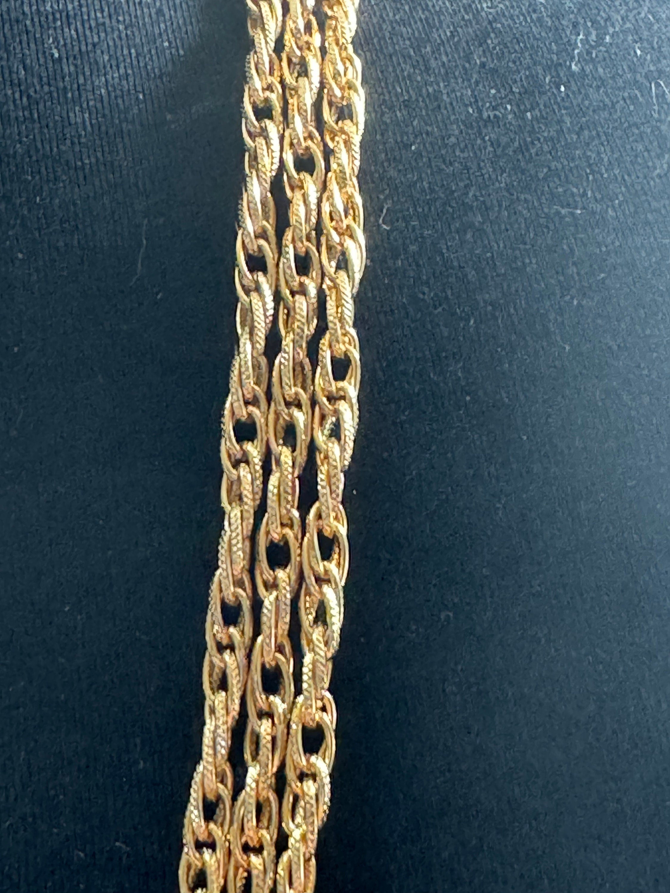Vintage Gold Tone Rope Chain Necklace: Multi Strand Waterfall, 25 inch