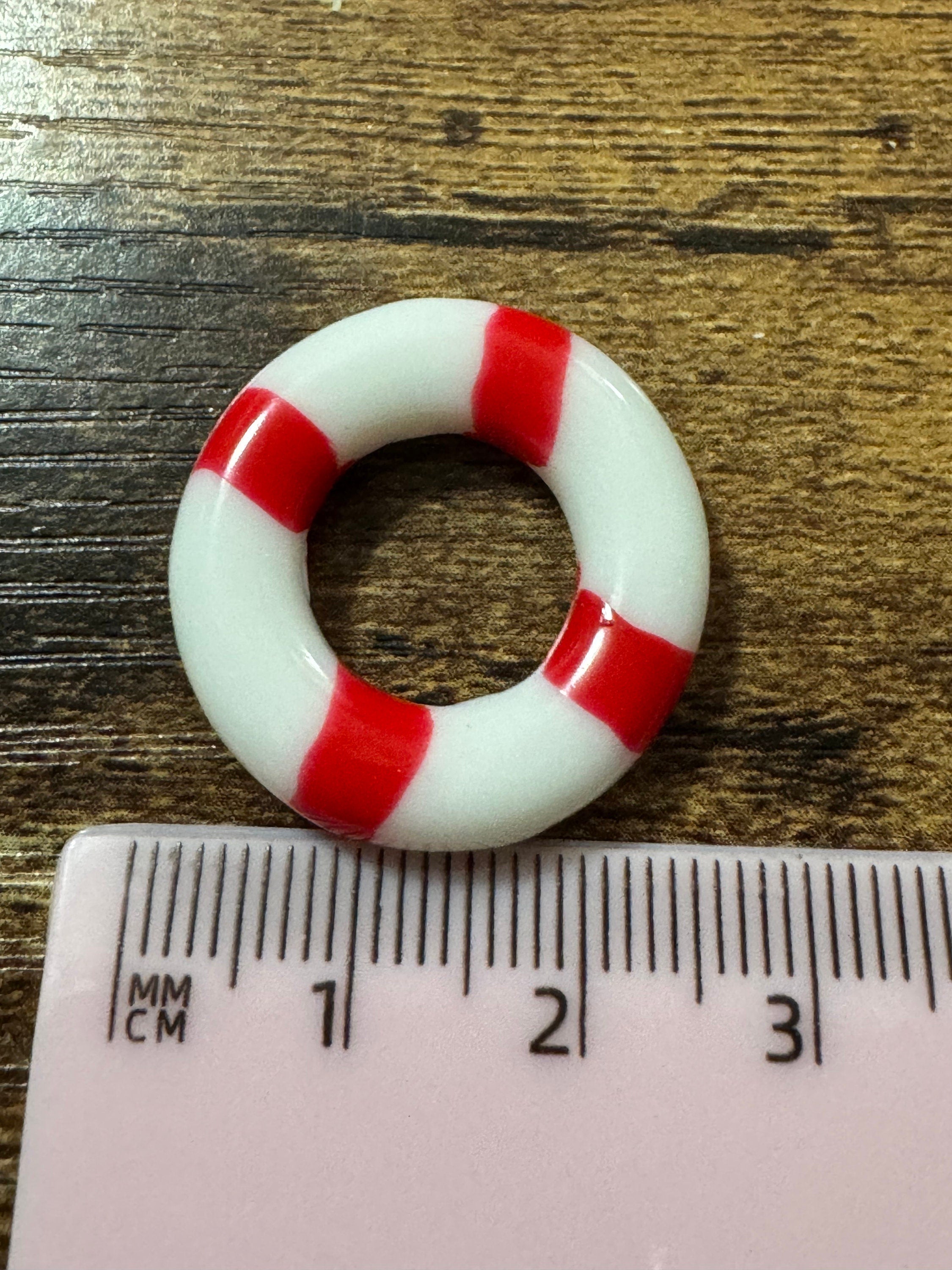 Miniature life bouy swim ring Plastic beach scene seaside swimming cake topper decoration