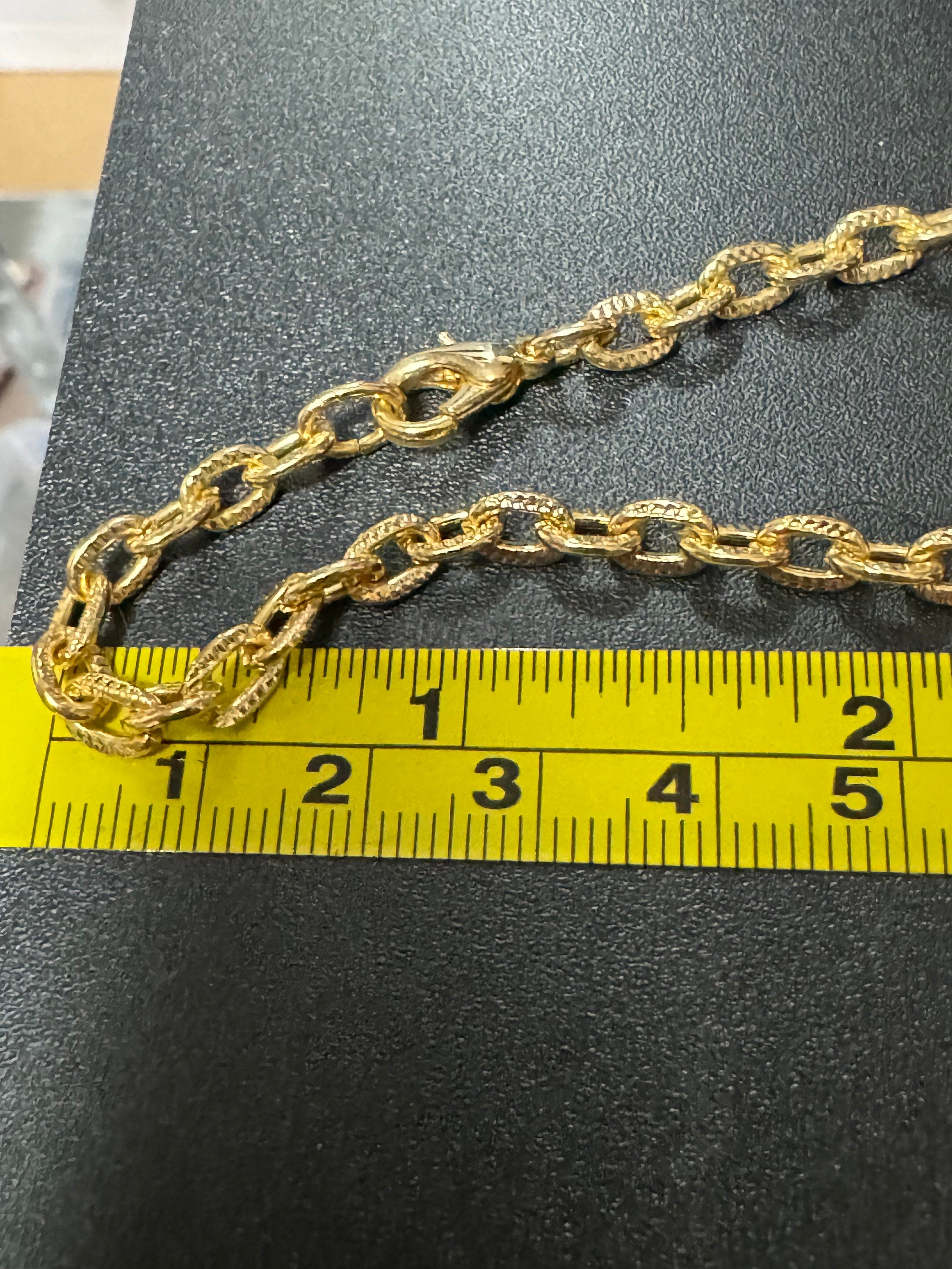 30.5 inch 78cm long 1980s gold plated textured cable link plain chain necklace