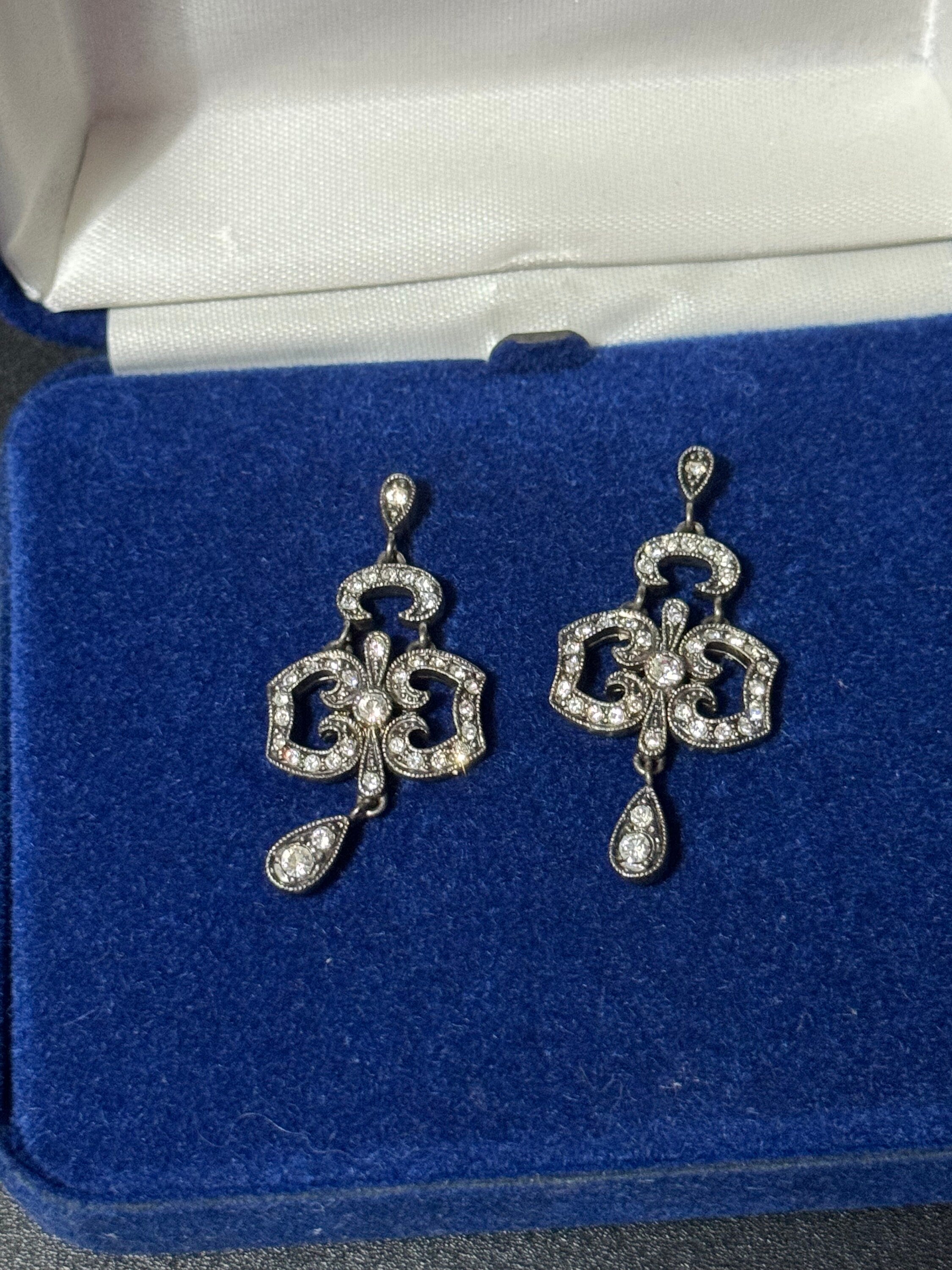 Vintage JBK Camrose & Kross Rhinestone Drop Earrings