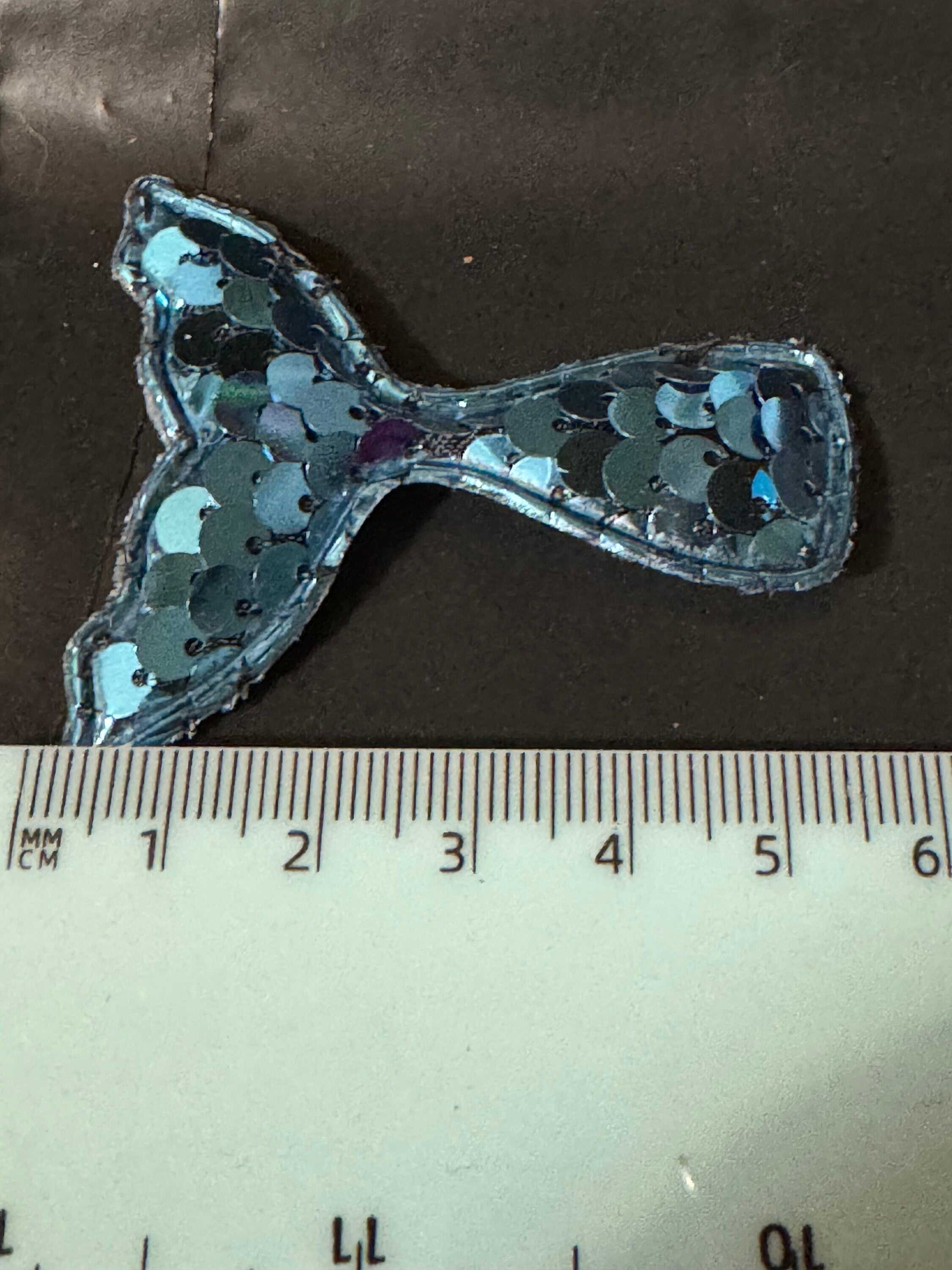 Blue Sequin Mermaid Tail Patch: Nautical Craft Appliqué (6cm x 5cm)