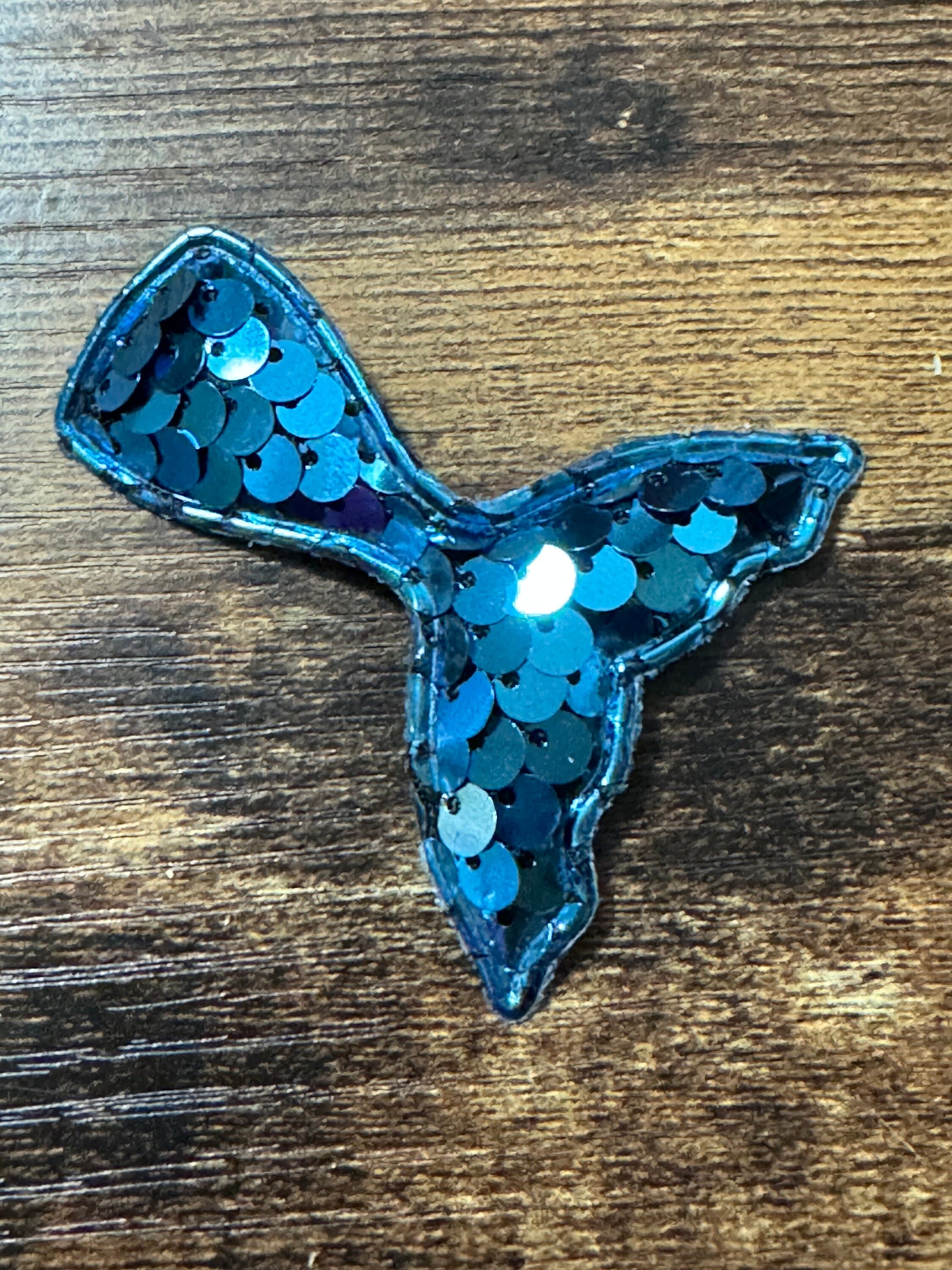 Blue Sequin Mermaid Tail Patch: Nautical Craft Appliqué (6cm x 5cm)