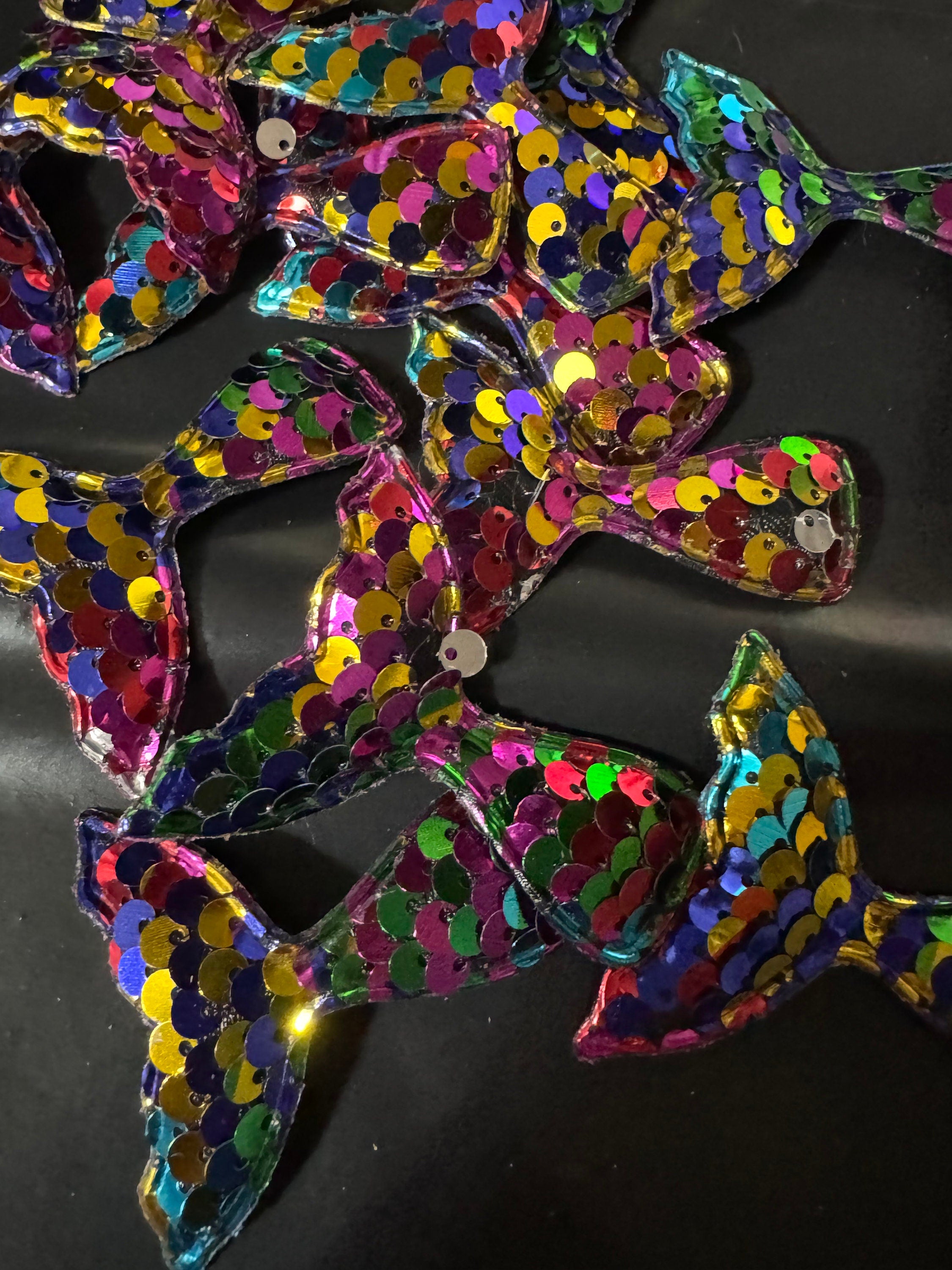 Rainbow Sequin Mermaid Tail Patch: Sew-On Craft Appliqué (6cm x 5cm)