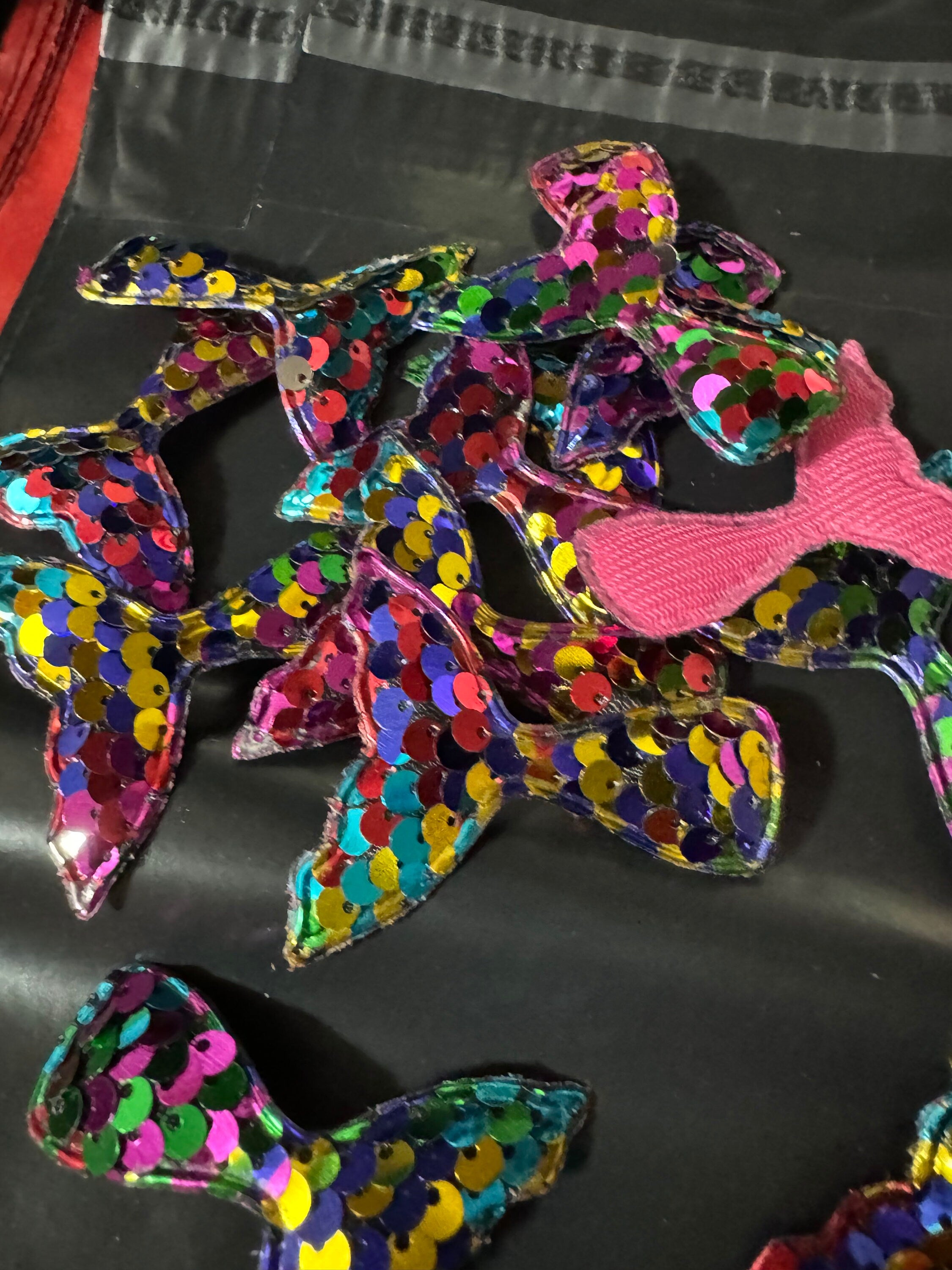 Rainbow Sequin Mermaid Tail Patch: Sew-On Craft Appliqué (6cm x 5cm)