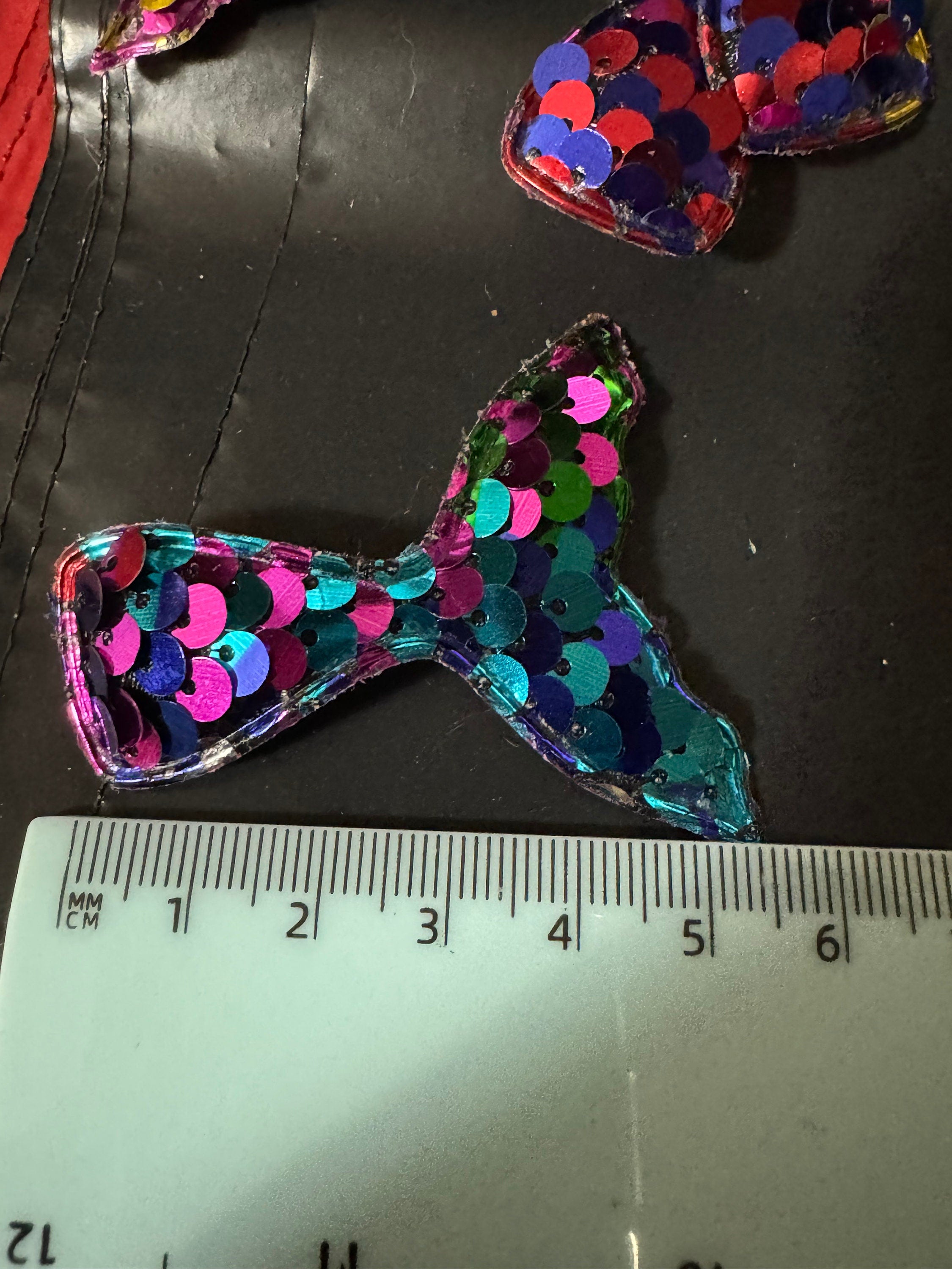 Rainbow Sequin Mermaid Tail Patch: Nautical Craft Appliqué (6cm x 5cm)