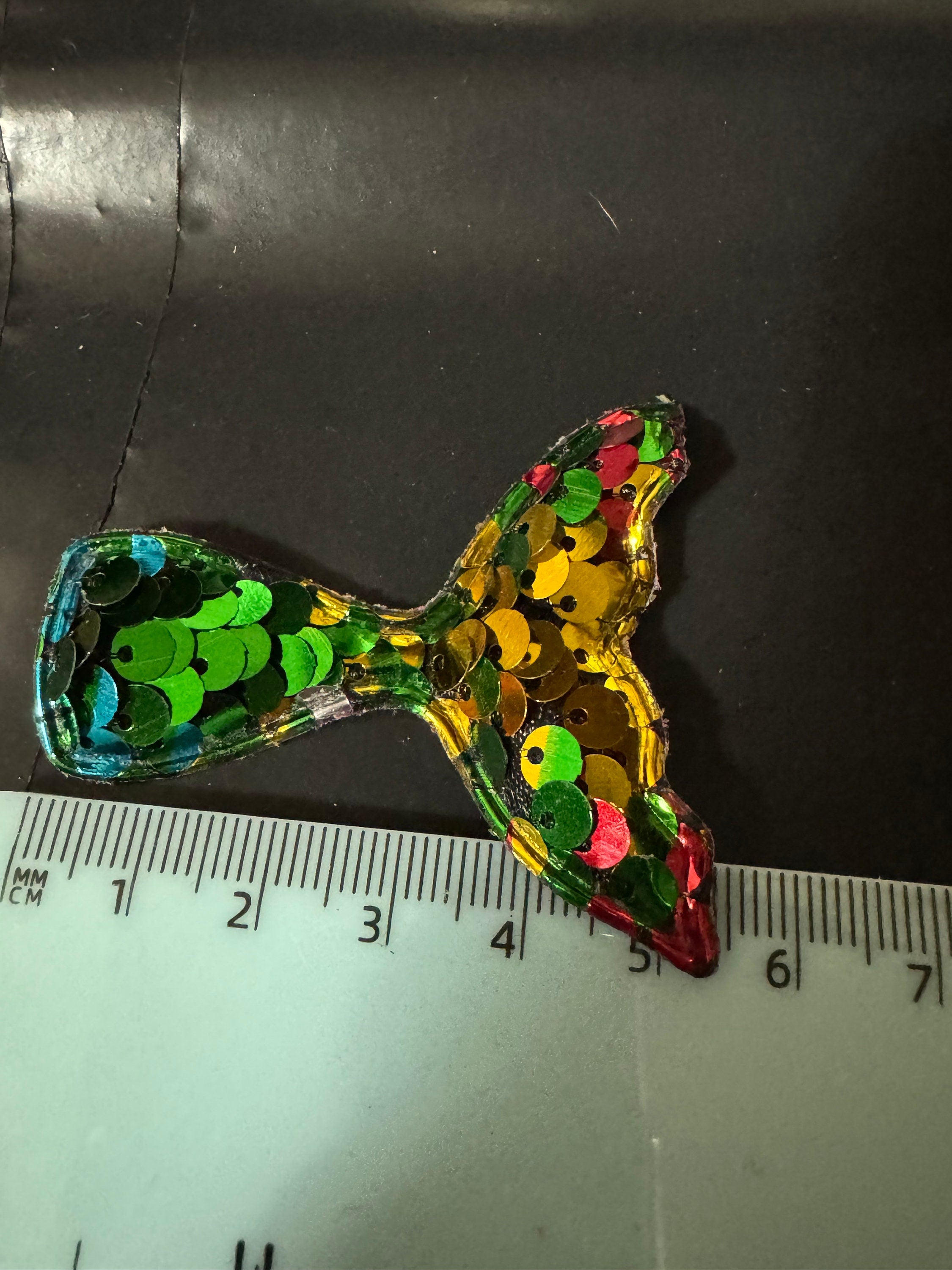 Rainbow Sequin Mermaid Tail Patch: Nautical Sewing Appliqué (6cm x 5cm)