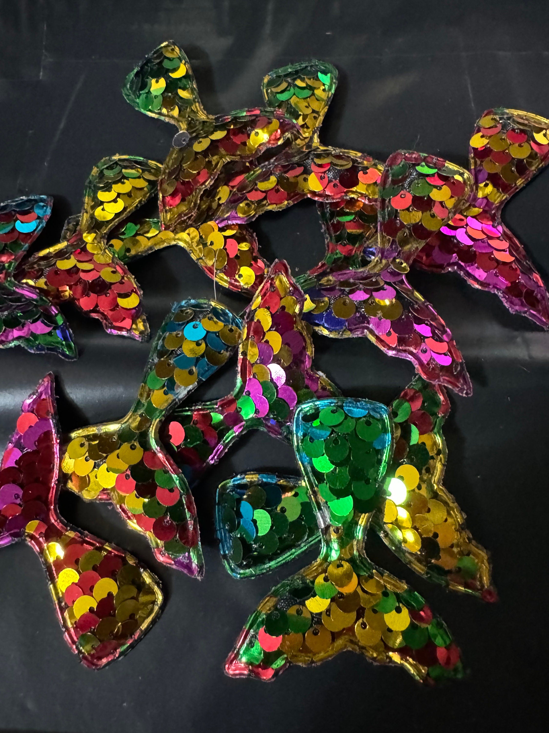 Rainbow Sequin Mermaid Tail Patch: Nautical Sewing Appliqué (6cm x 5cm)