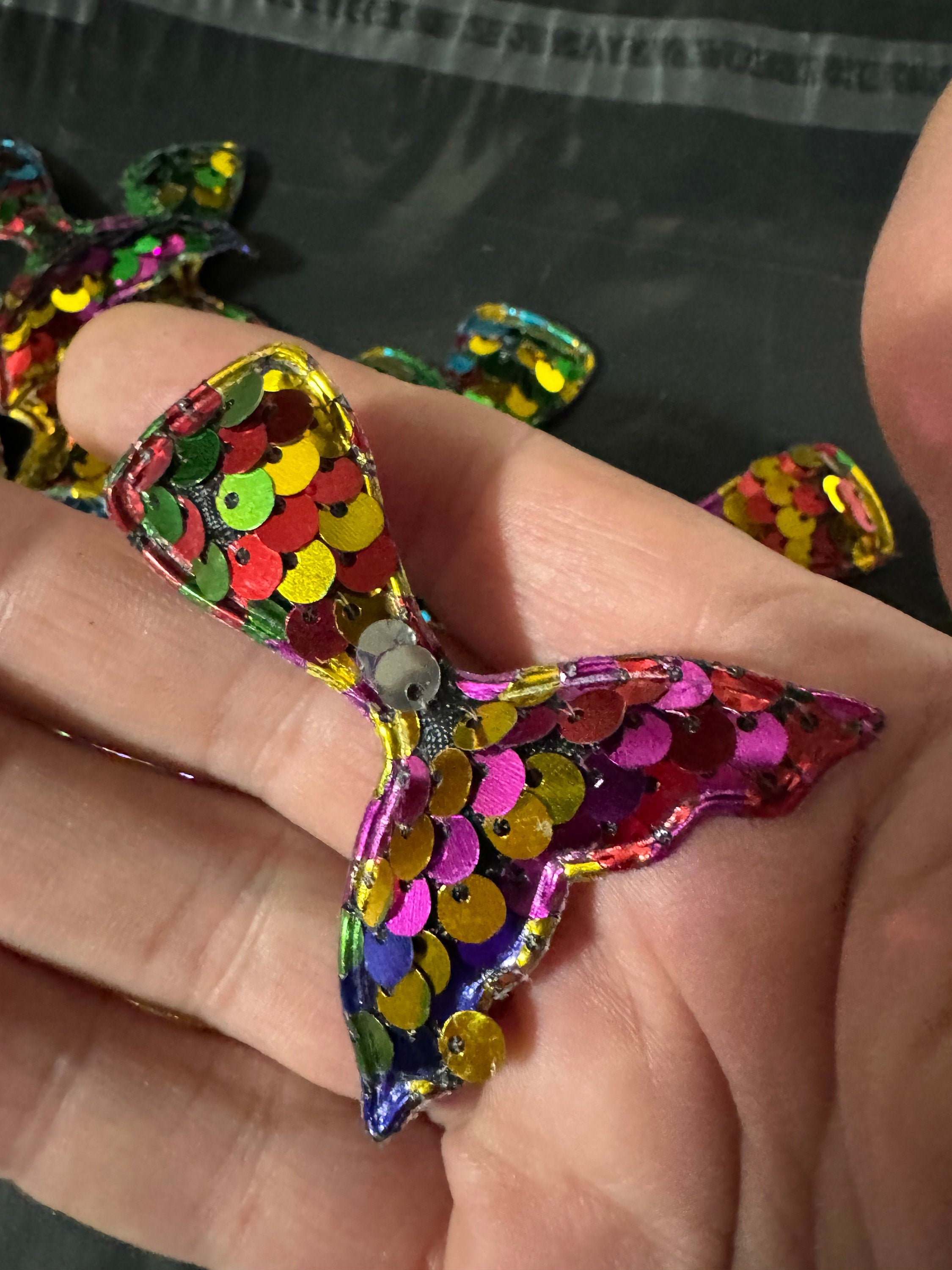 Rainbow Sequin Mermaid Tail Patch: Nautical Sewing Appliqué (6cm x 5cm)