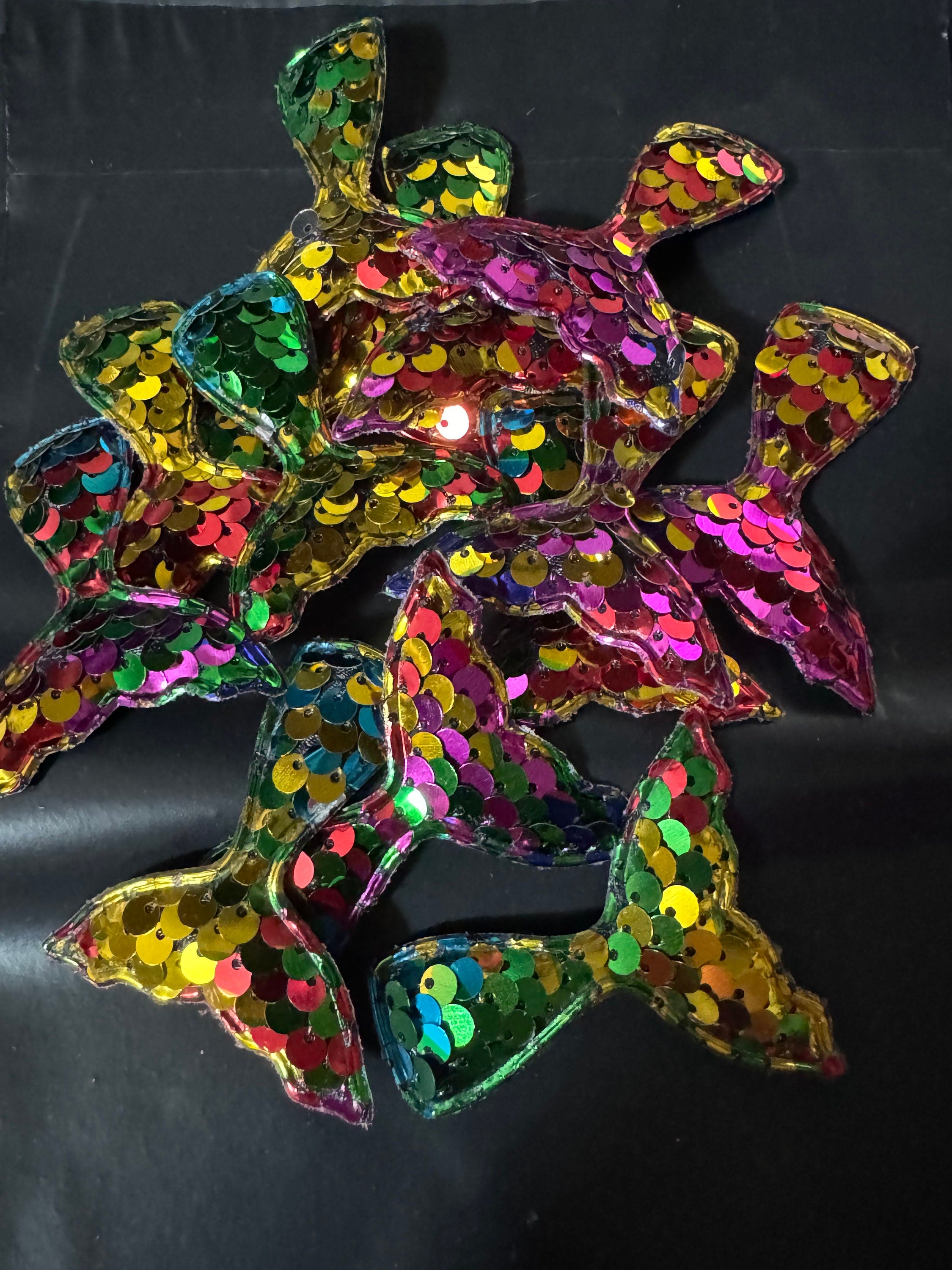 Rainbow Sequin Mermaid Tail Patch: Nautical Sewing Appliqué (6cm x 5cm)