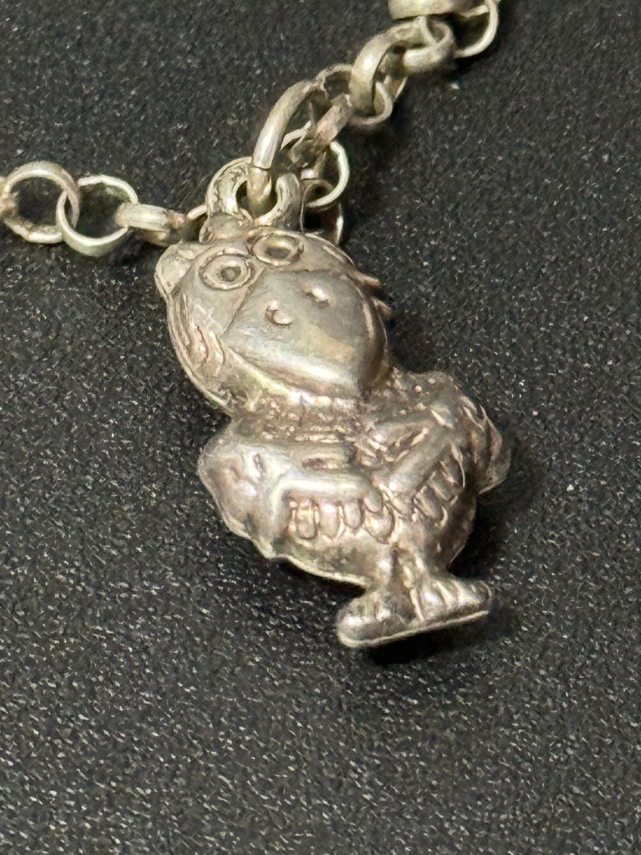 Vintage Sterling Silver Charm Bracelet: Easter Bunny & Bird Charms