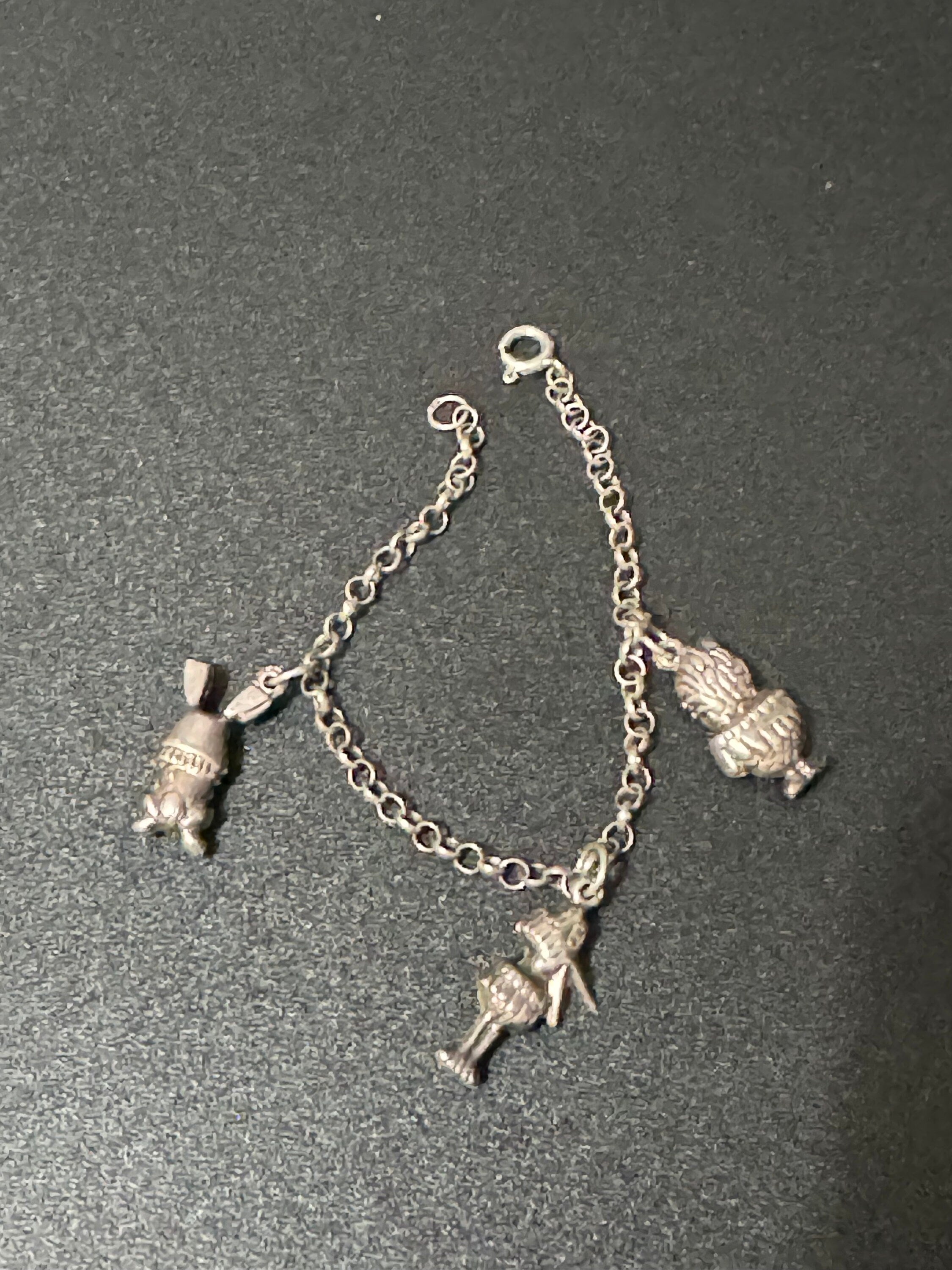 Vintage Sterling Silver Charm Bracelet: Easter Bunny & Bird Charms