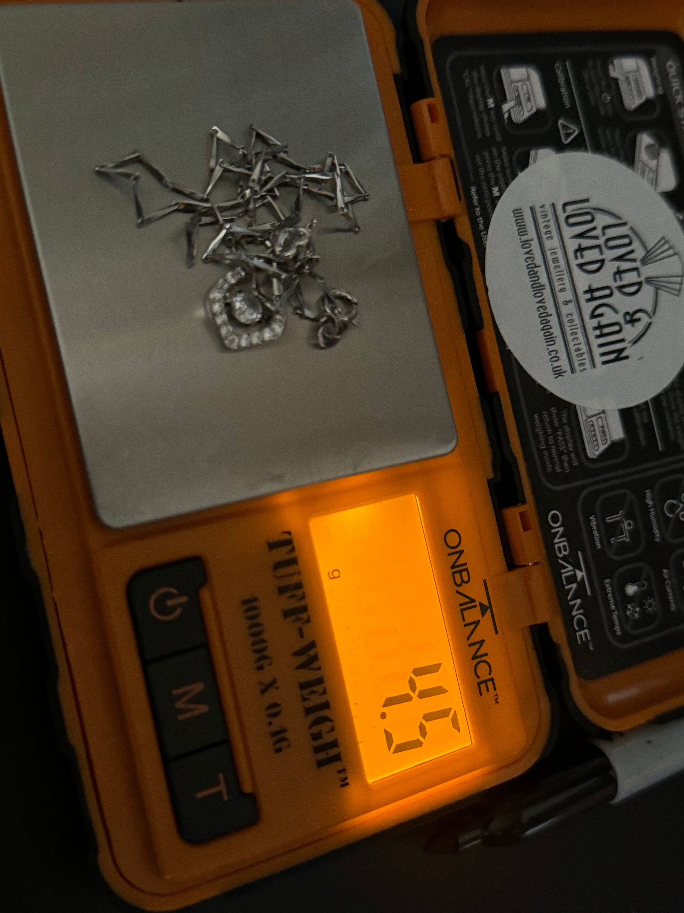 925 sterling silver clear diamanté trembler pendant on a chain