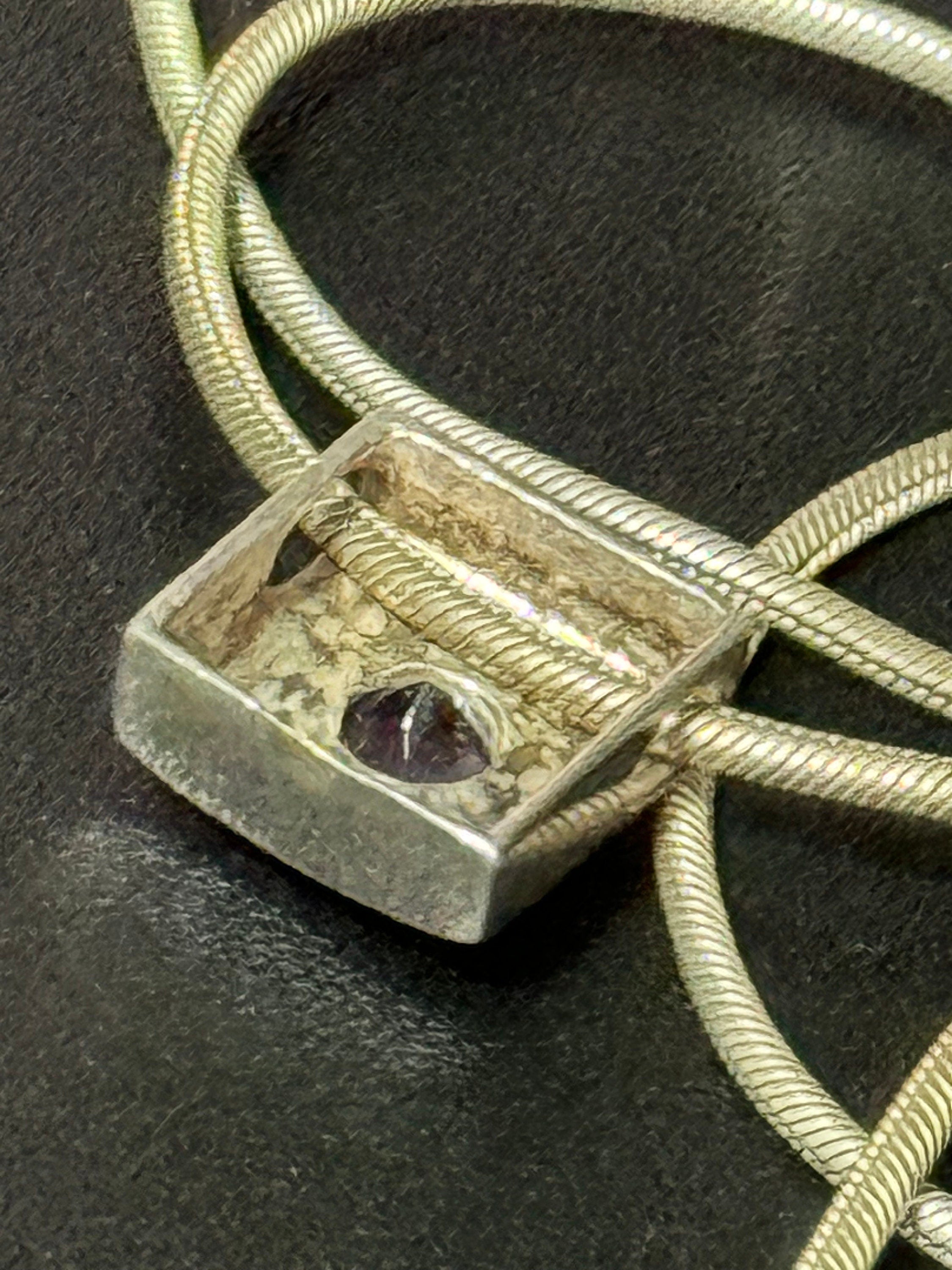 925 sterling silver clear CZ diamanté modernist square boxes pendant on a chain