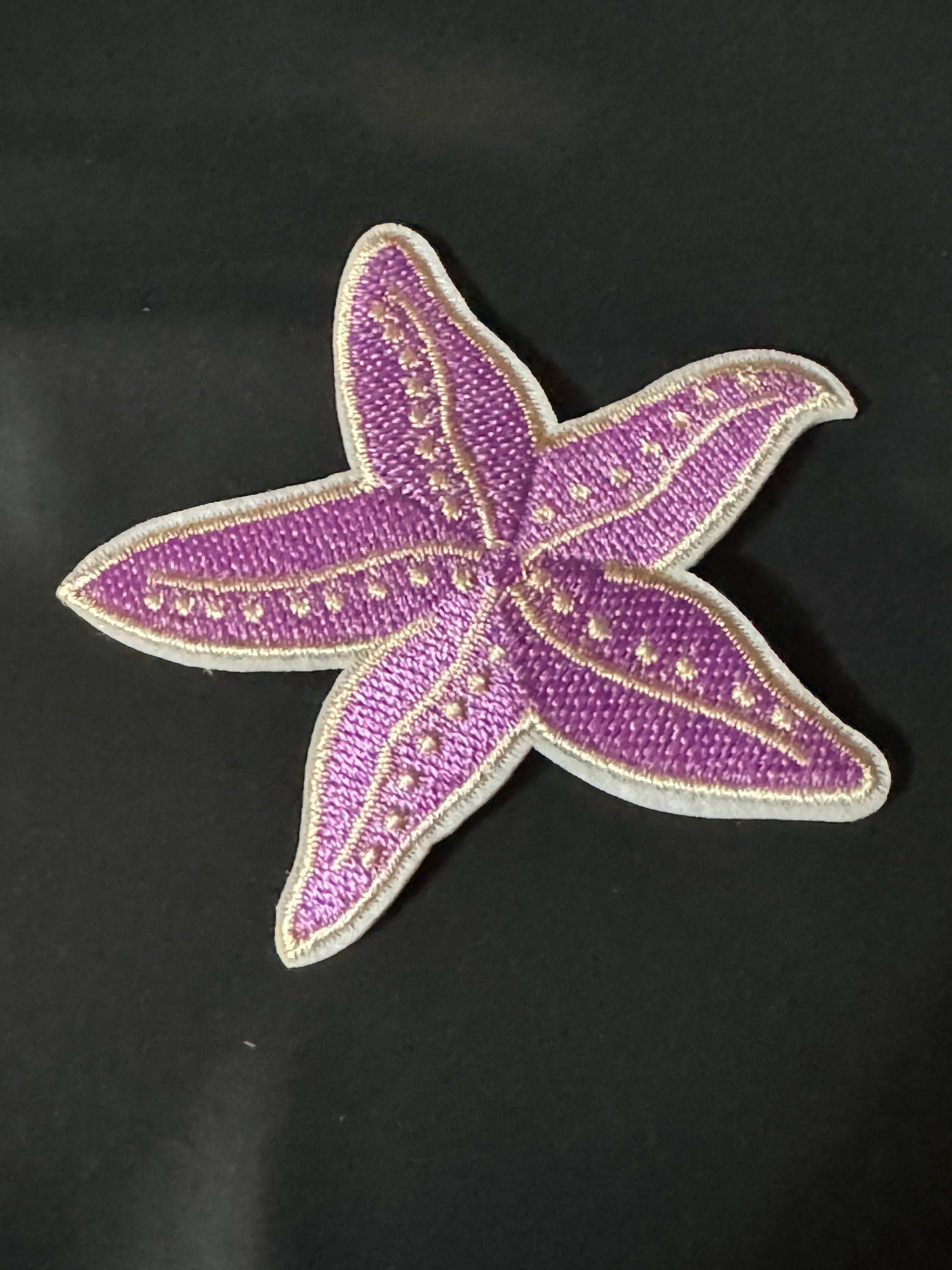 Pink Starfish Iron-On Patch: Nautical Embroidered Appliqué (7cm)
