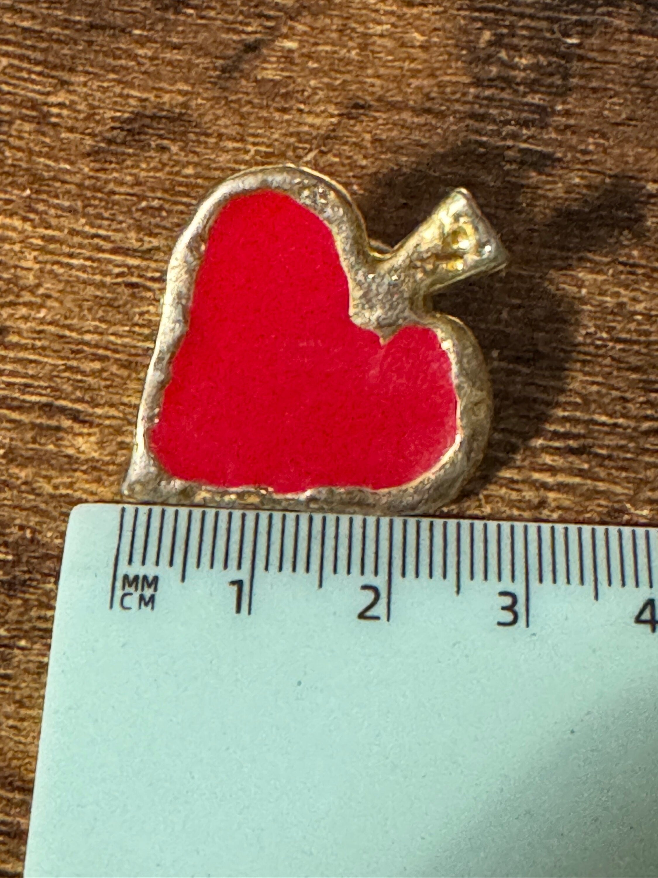 Vintage Spades Earrings: Gold Tone Red Enamel Studs