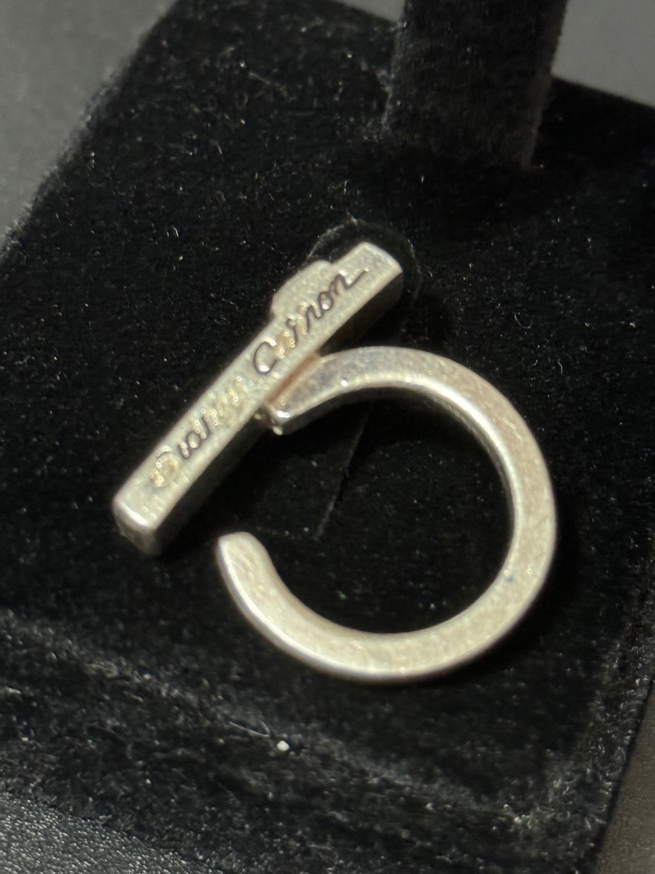 Signed SIDNEY CARRON Paris modernist diamanté ring French designer silver tone size N