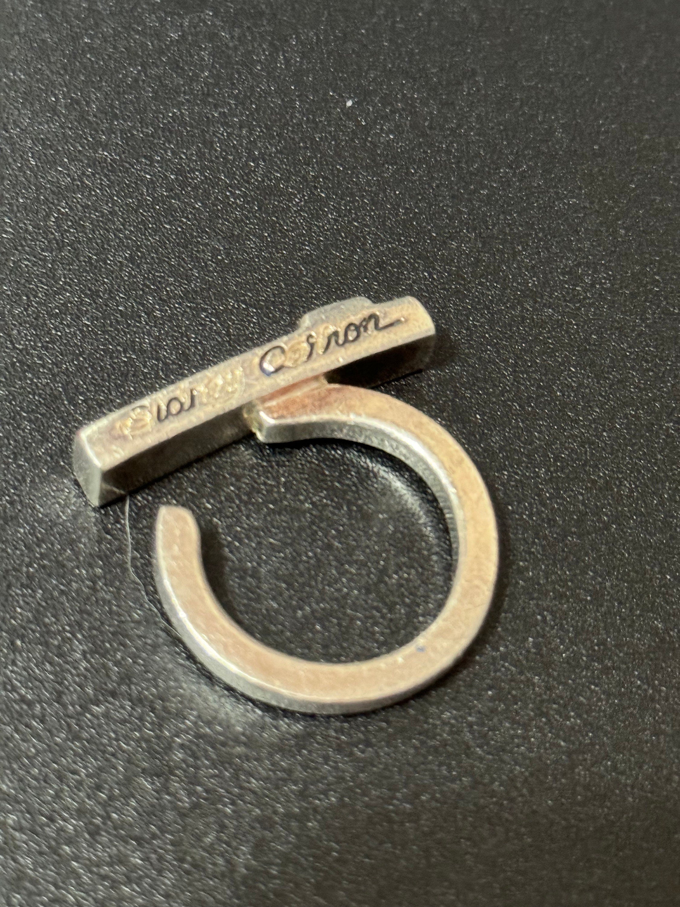 Signed SIDNEY CARRON Paris modernist diamanté ring French designer silver tone size N