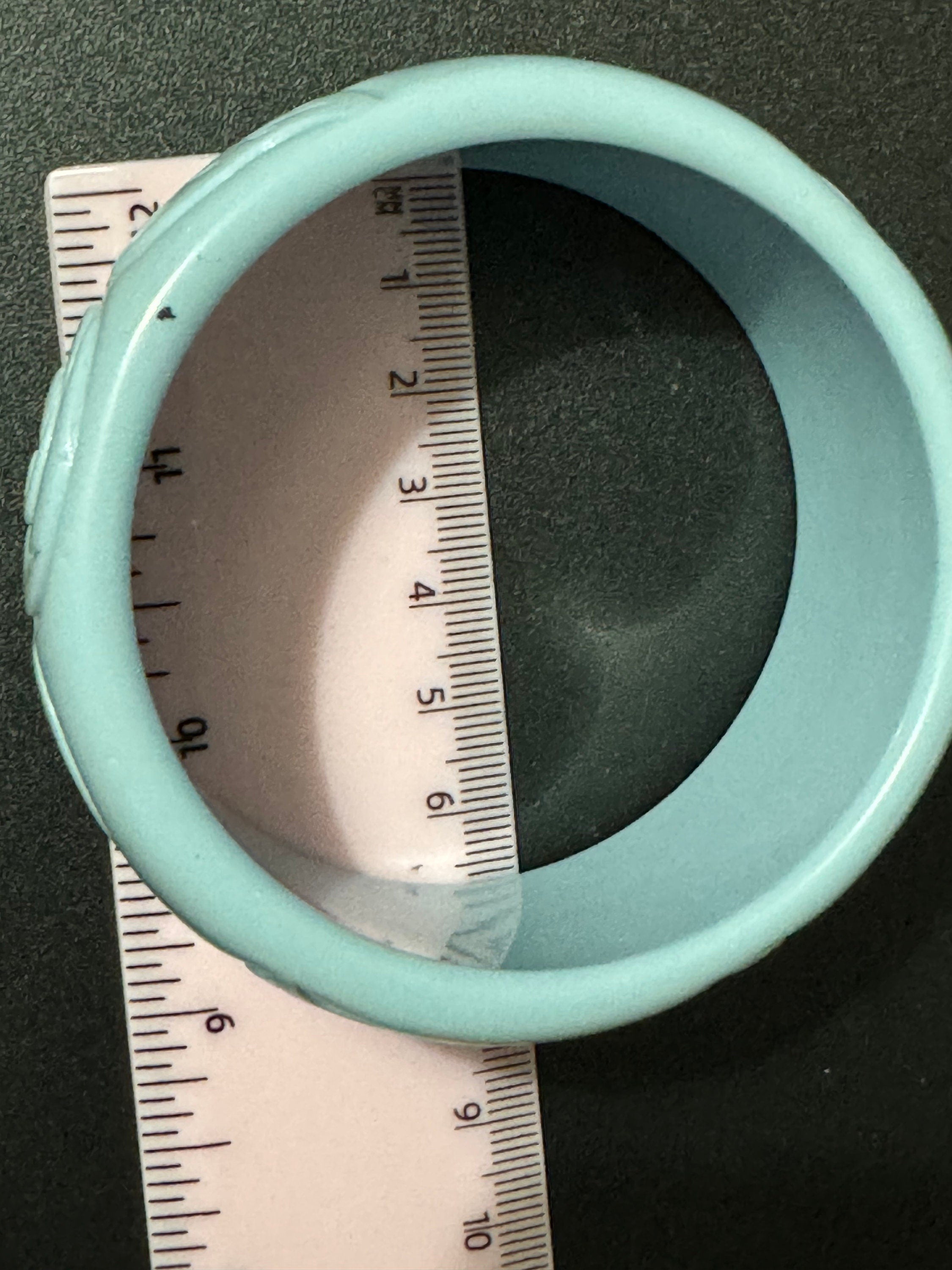 Light blue floral vintage chunky oversized abstract wide acrylic plastic bangle bracelet