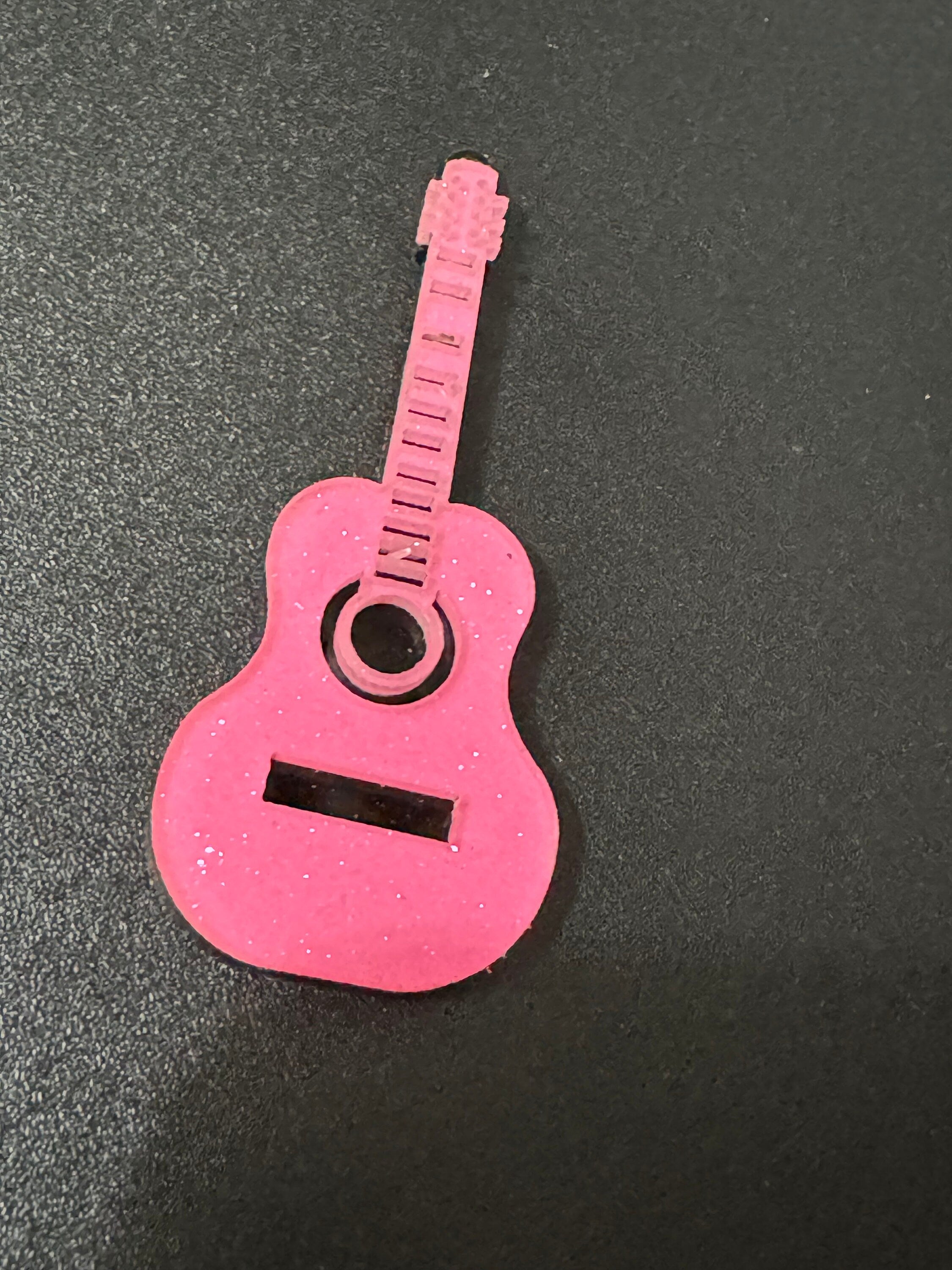 Girls Bright pink acoustic guitar cake topper decoration dolls house miniature musical instrument for guitarist