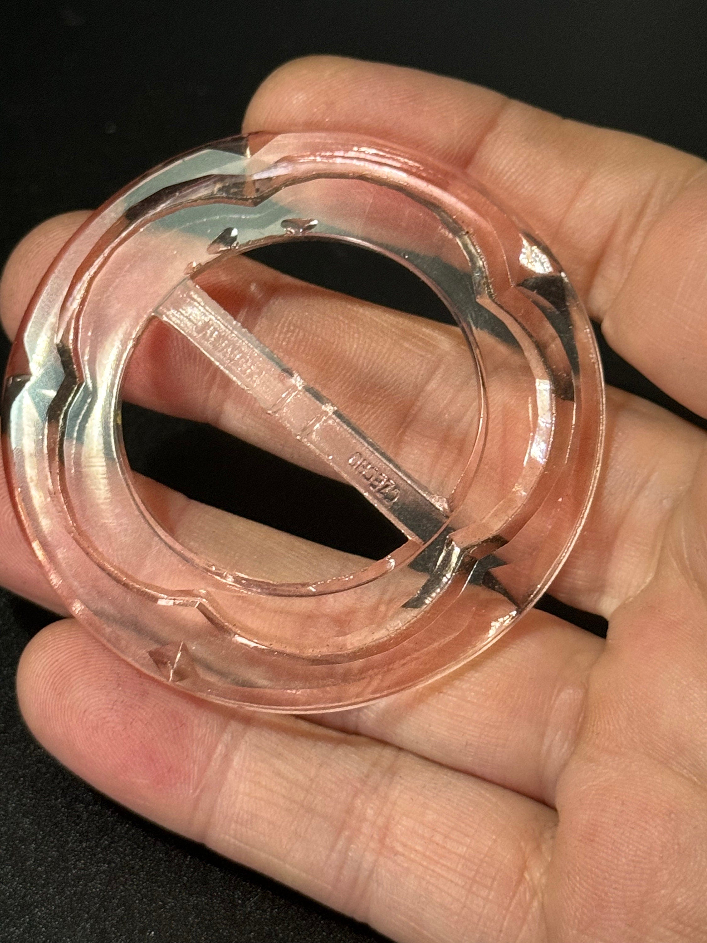 Czech Glass vintage Antique large Soft pink glass belt buckle Haberdashery Sewing dressmaking