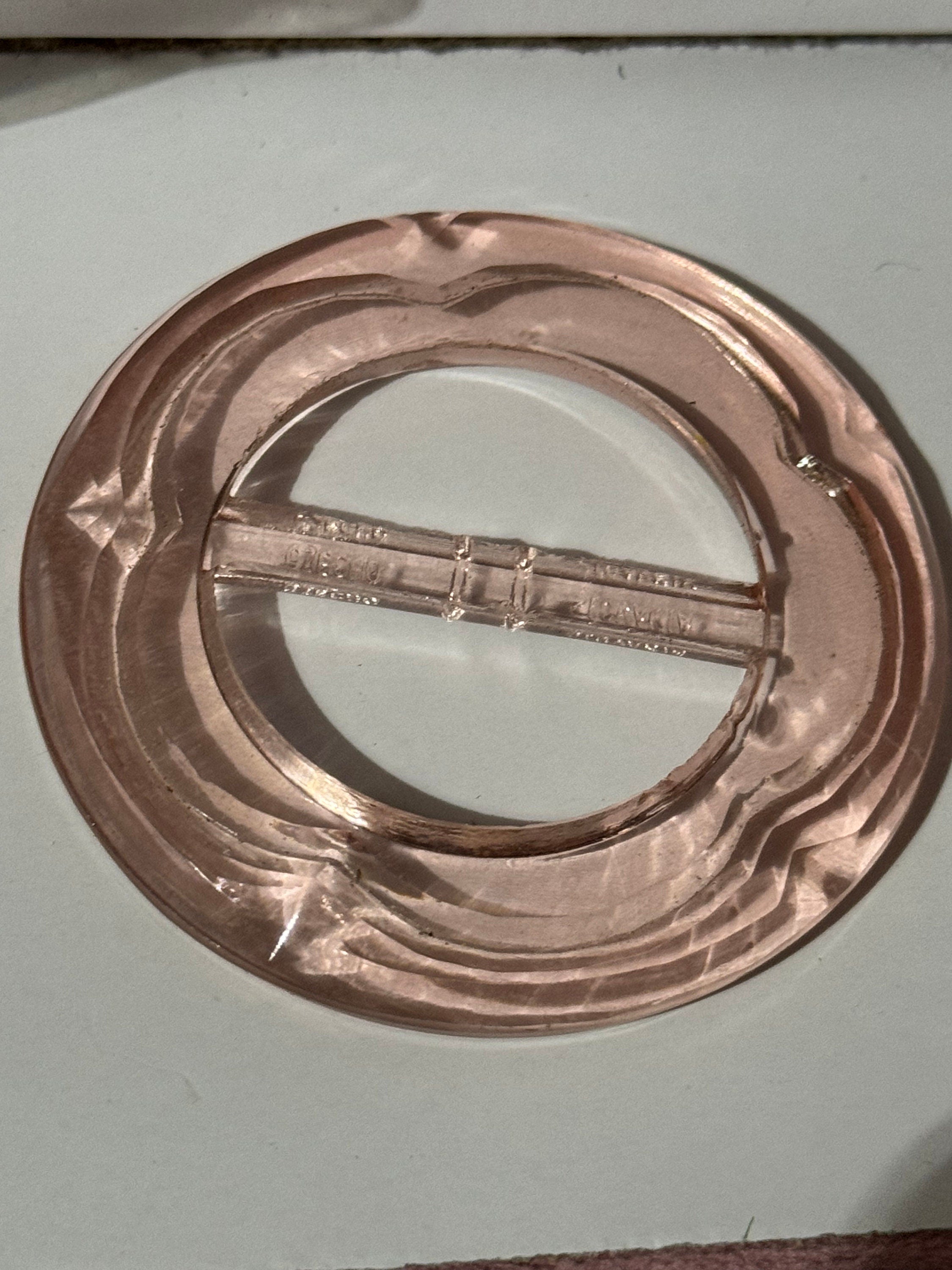 Czech Glass vintage Antique large Soft pink glass belt buckle Haberdashery Sewing dressmaking