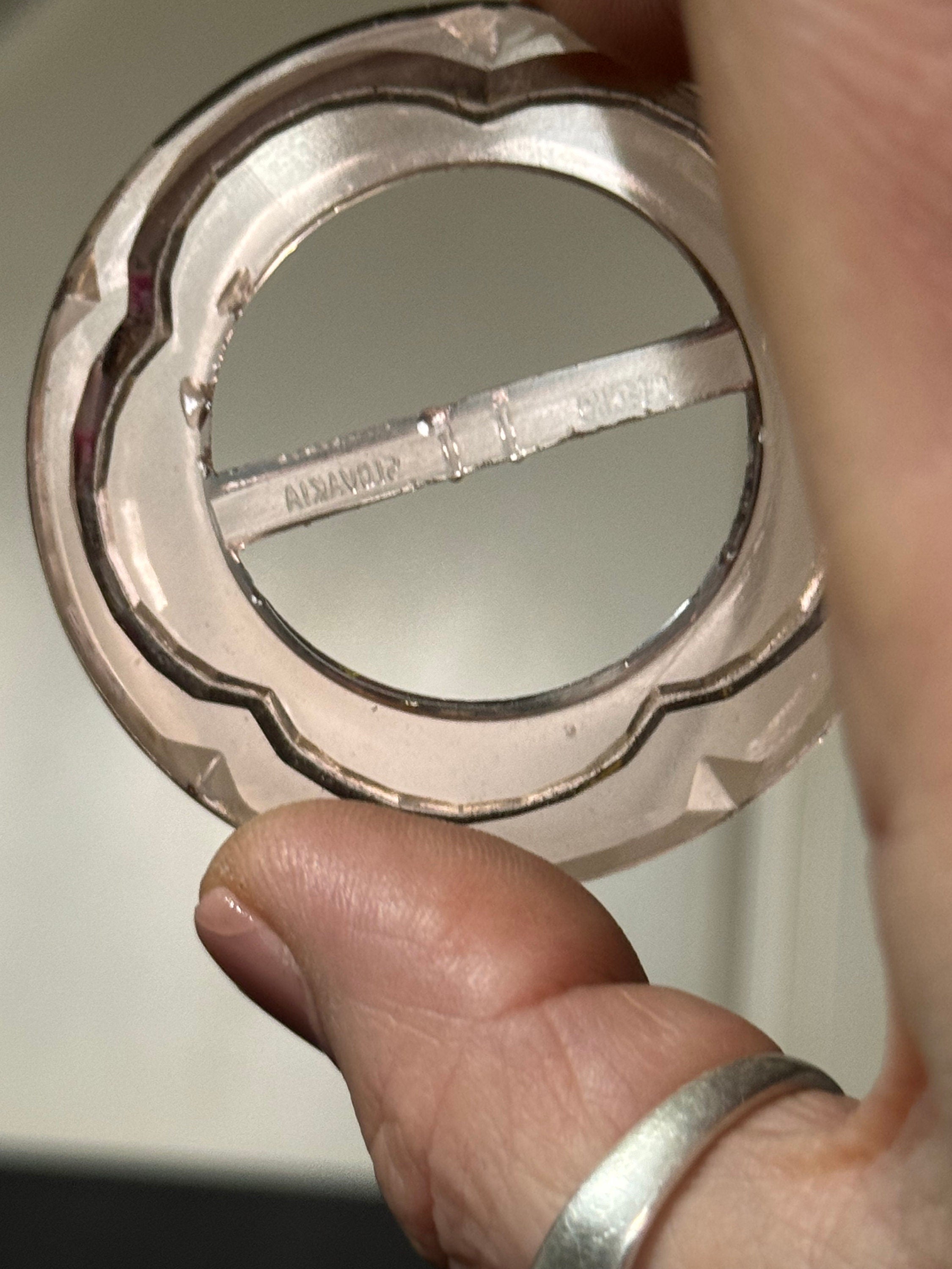 Czech Glass vintage Antique large Soft pink glass belt buckle Haberdashery Sewing dressmaking