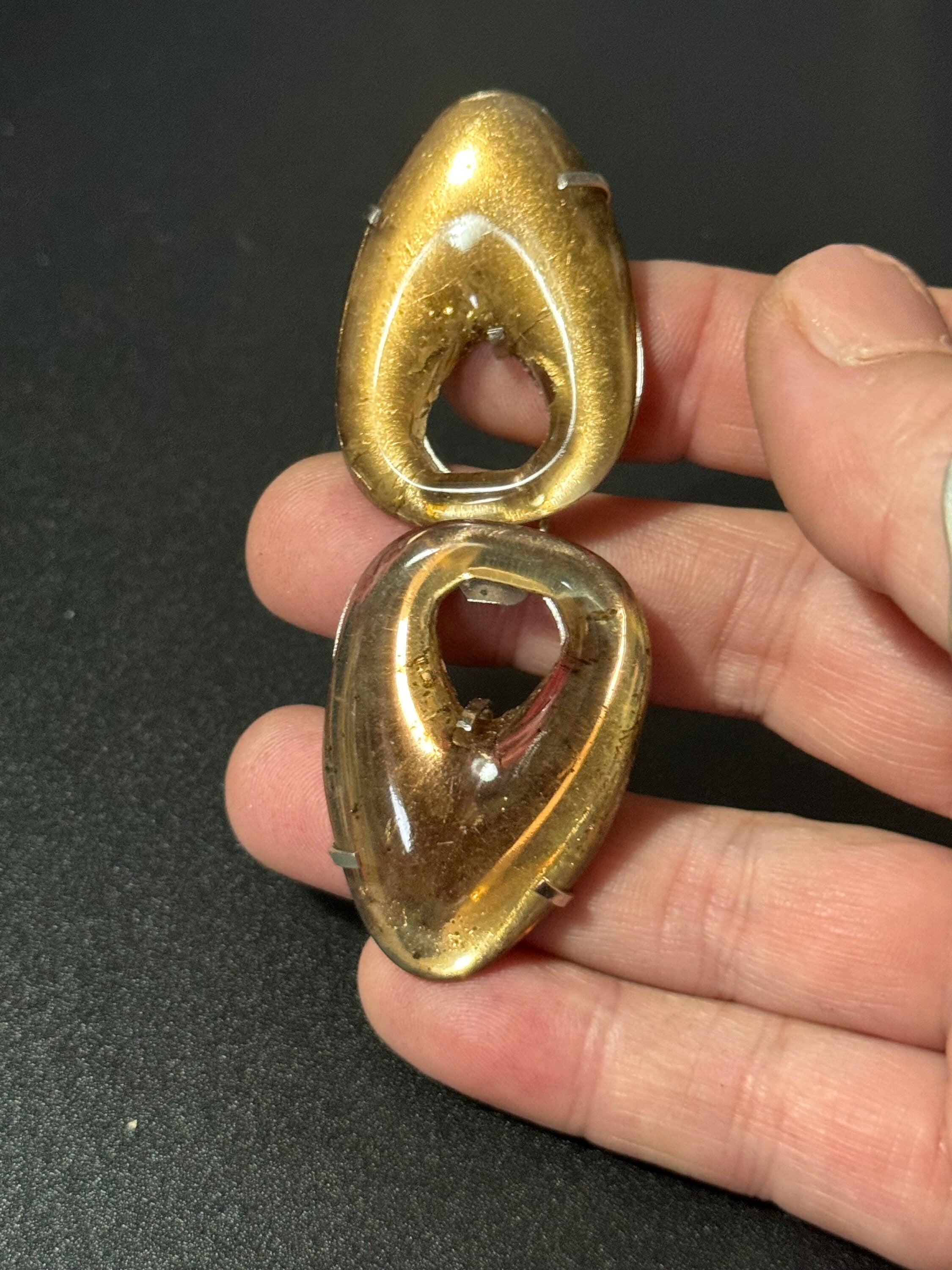 Vintage Art Deco Vauxhall Glass Belt Buckle: Brown & Gold Rhinestone Clasp