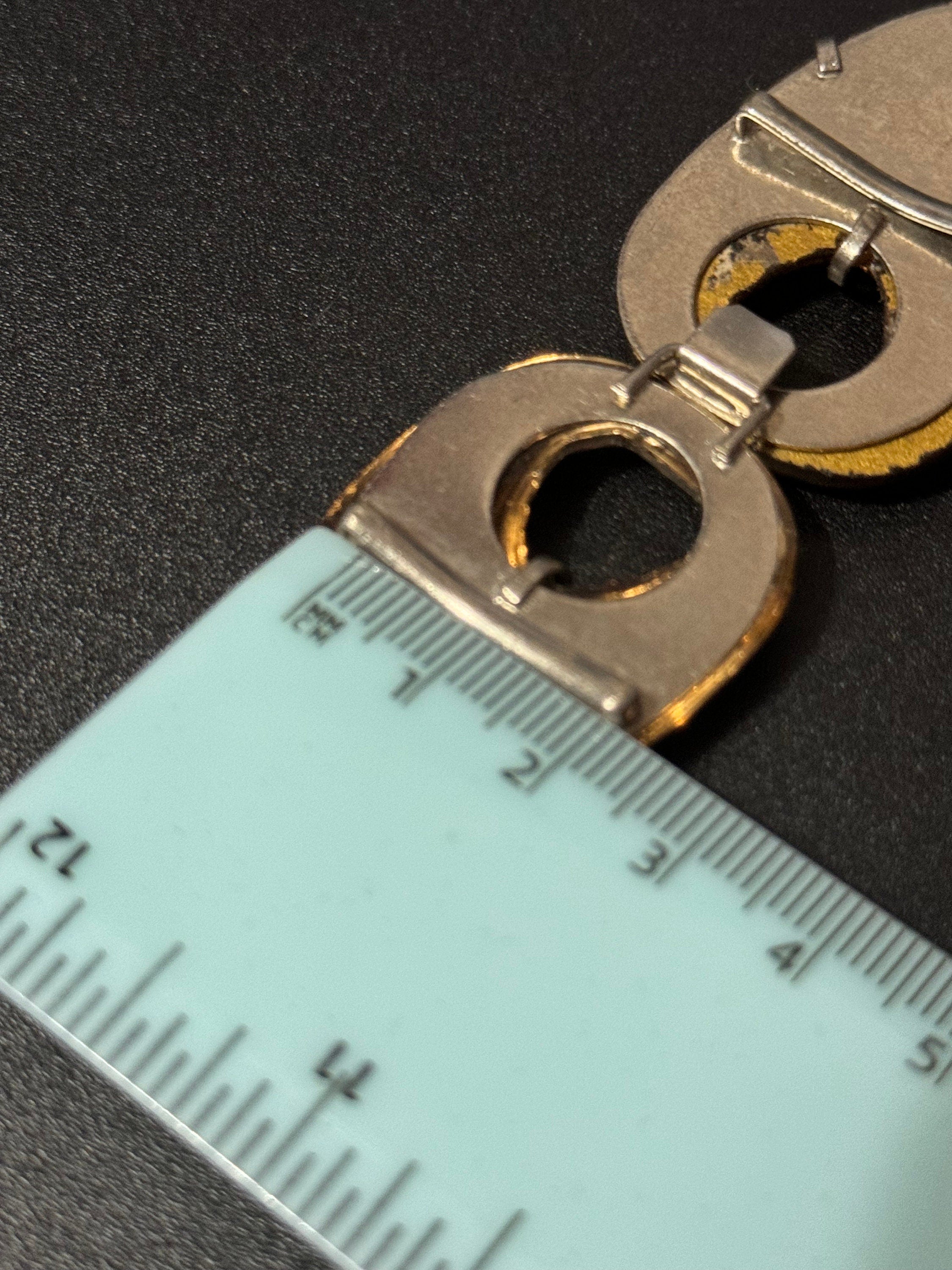 Vintage Art Deco Vauxhall Glass Belt Buckle: Brown & Gold Rhinestone Clasp